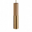 Lámpara colgante completa con cable textil y pantalla doble en madera y metal Tub-E14 - Hecha en Italia