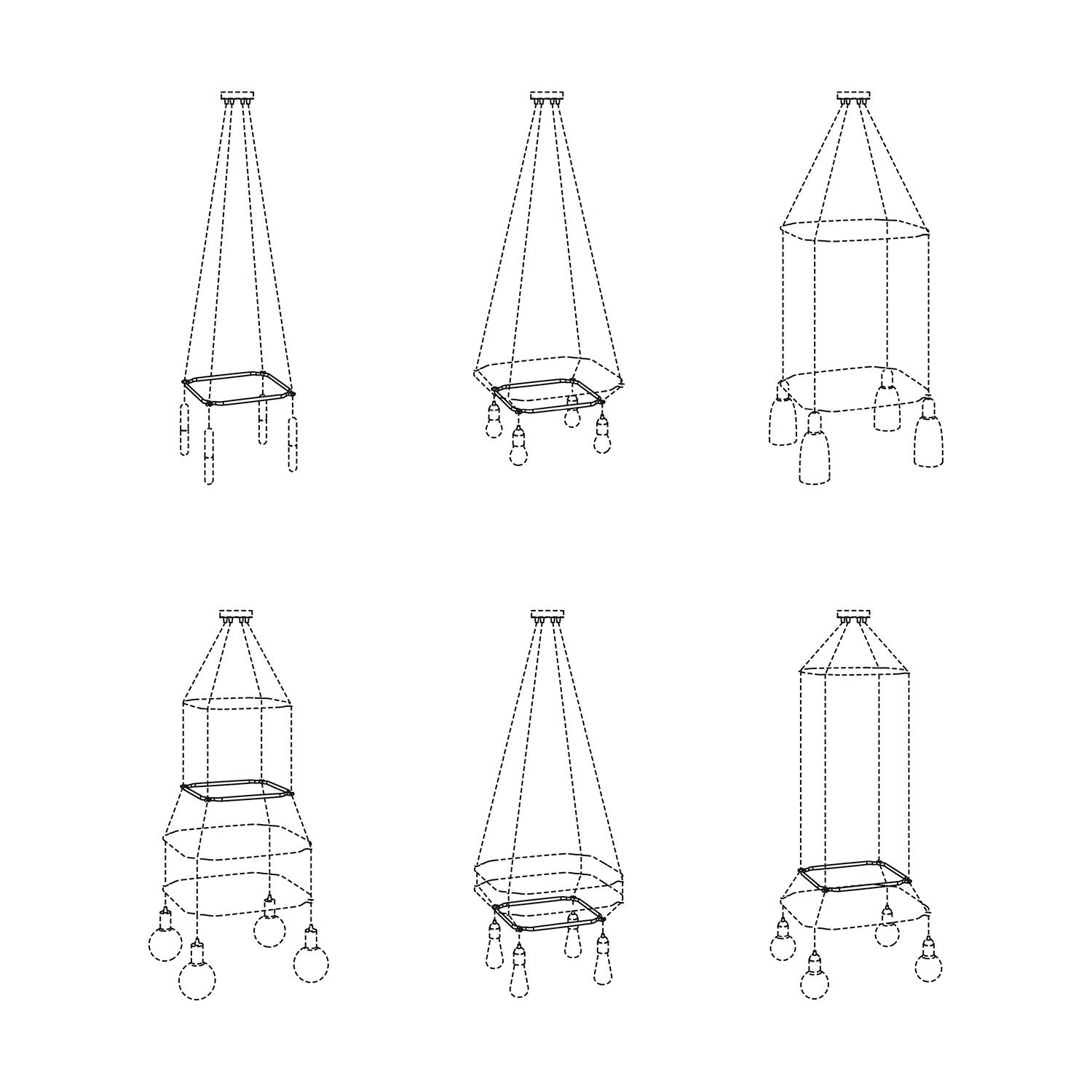 Cage cuadrado - Estructura para lámparas tipo araña