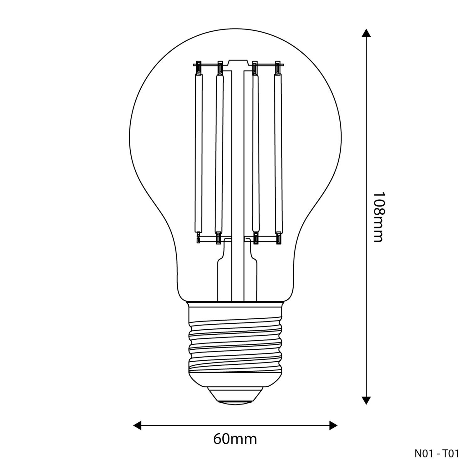 Bombillo LED A60 transparente de 8 watt luz cálida 3000k - LCO107L
