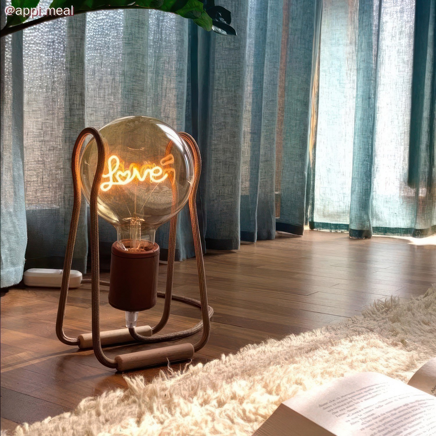 Bombill Globo G125 LED Dorada para lámparas de mesa - Filamento palabra "Love" - LCOLOVE