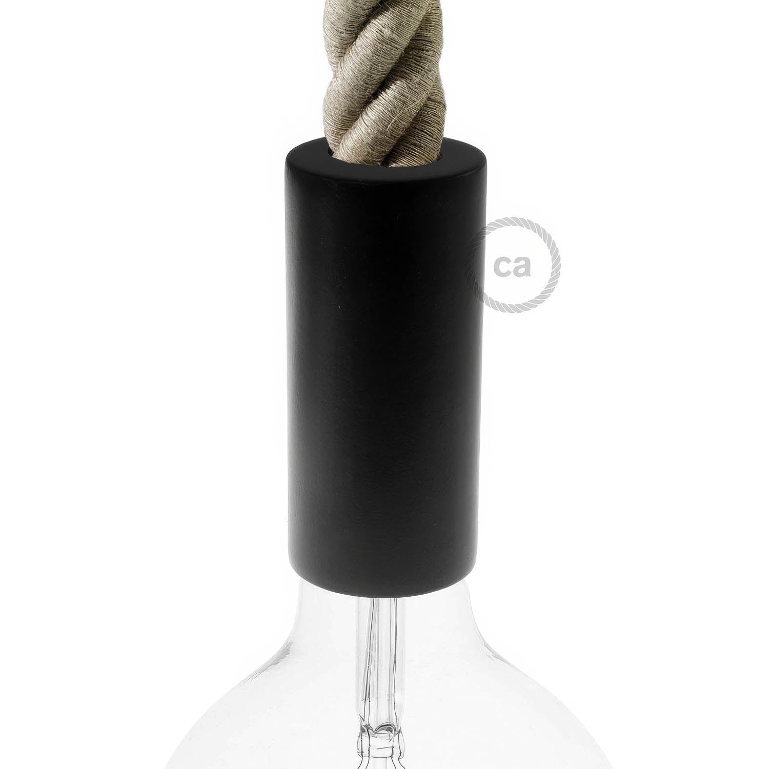 3XL Wooden E26 light bulb socket kit for Rope Cables - Black