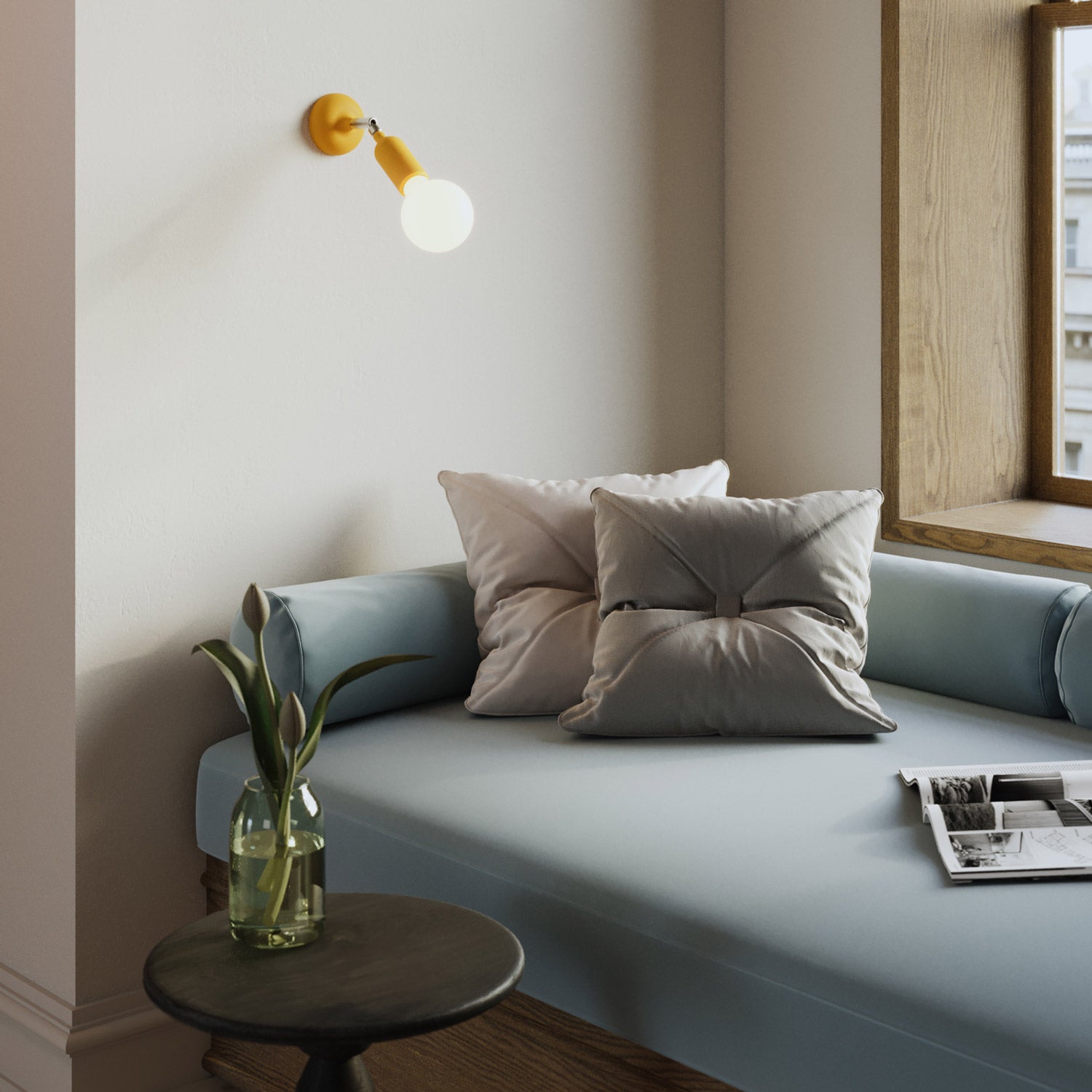 Silicone Fermaluce lamp with joint and built-in switch - Yellow