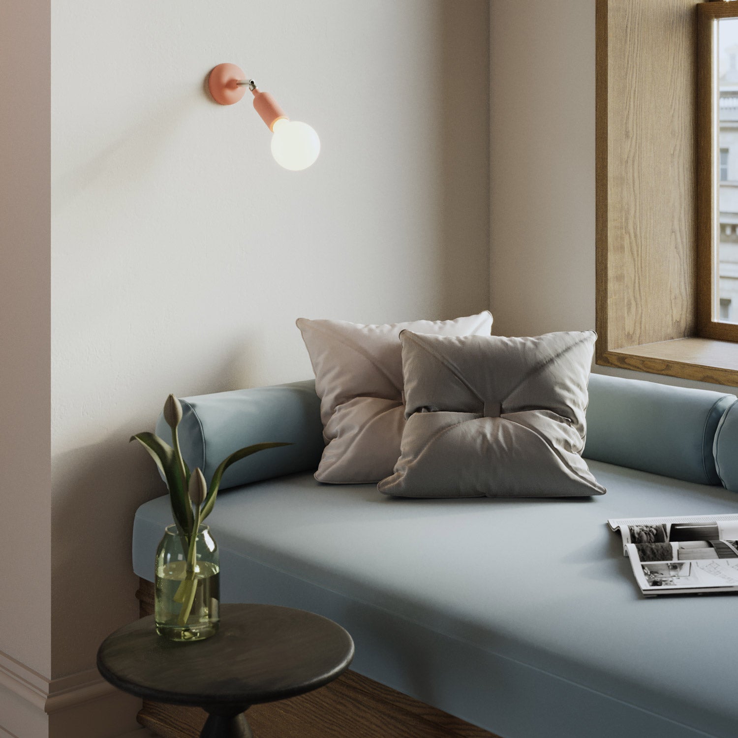 Silicone Fermaluce lamp with joint and built-in switch - Salmon