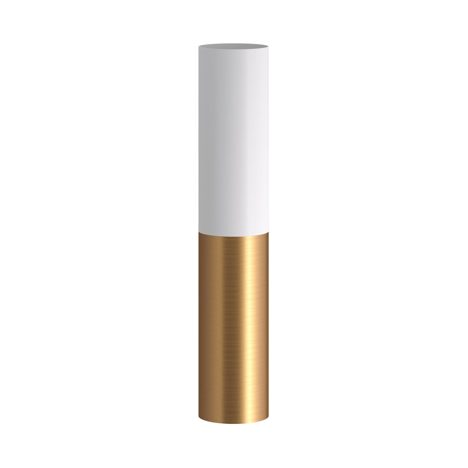 Tub-E12, spotlight double metal tube, with double E12 socket ring - Matt White and Brushed bronze