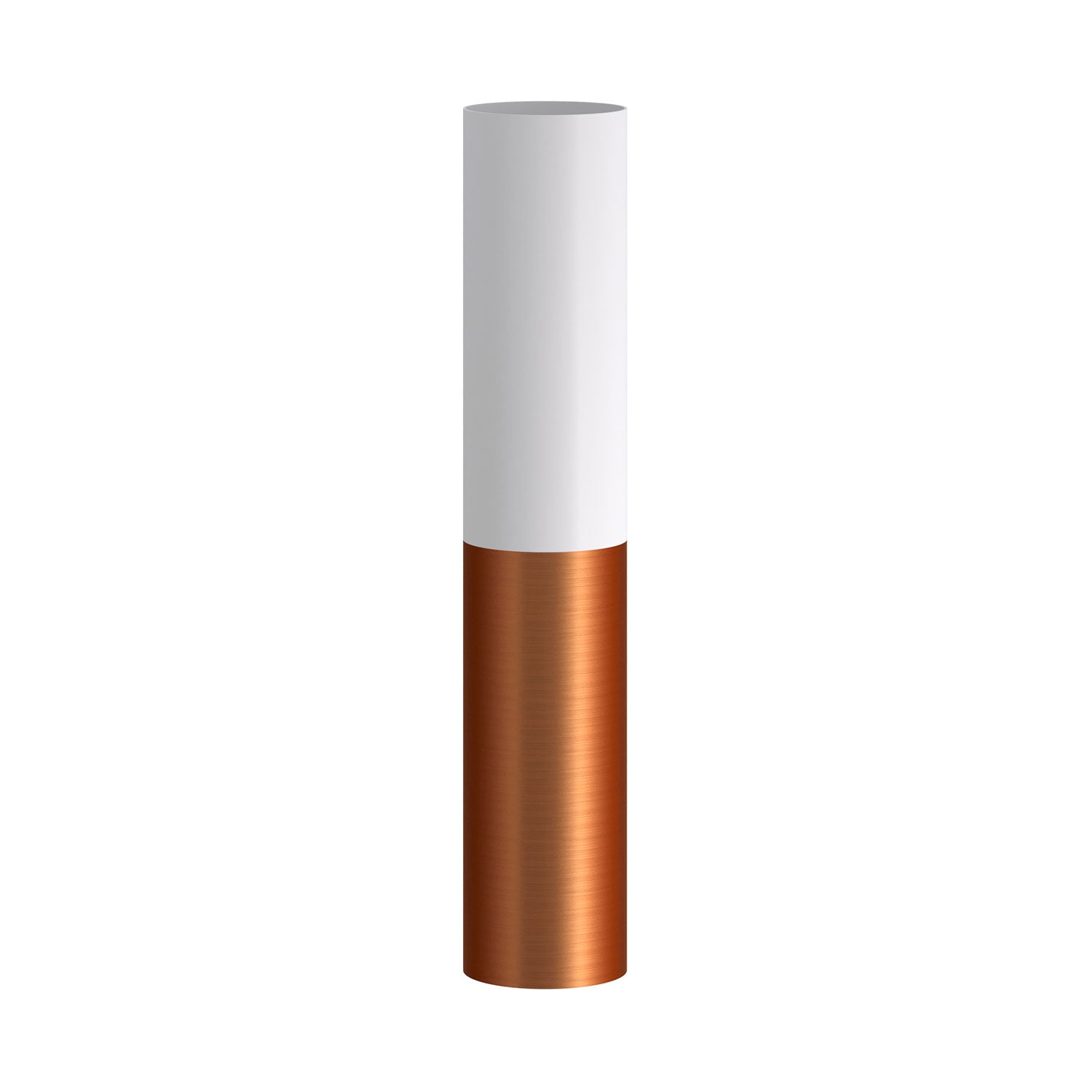 Tub-E12, spotlight double metal tube, with double E12 socket ring - Matt White and Brushed copper