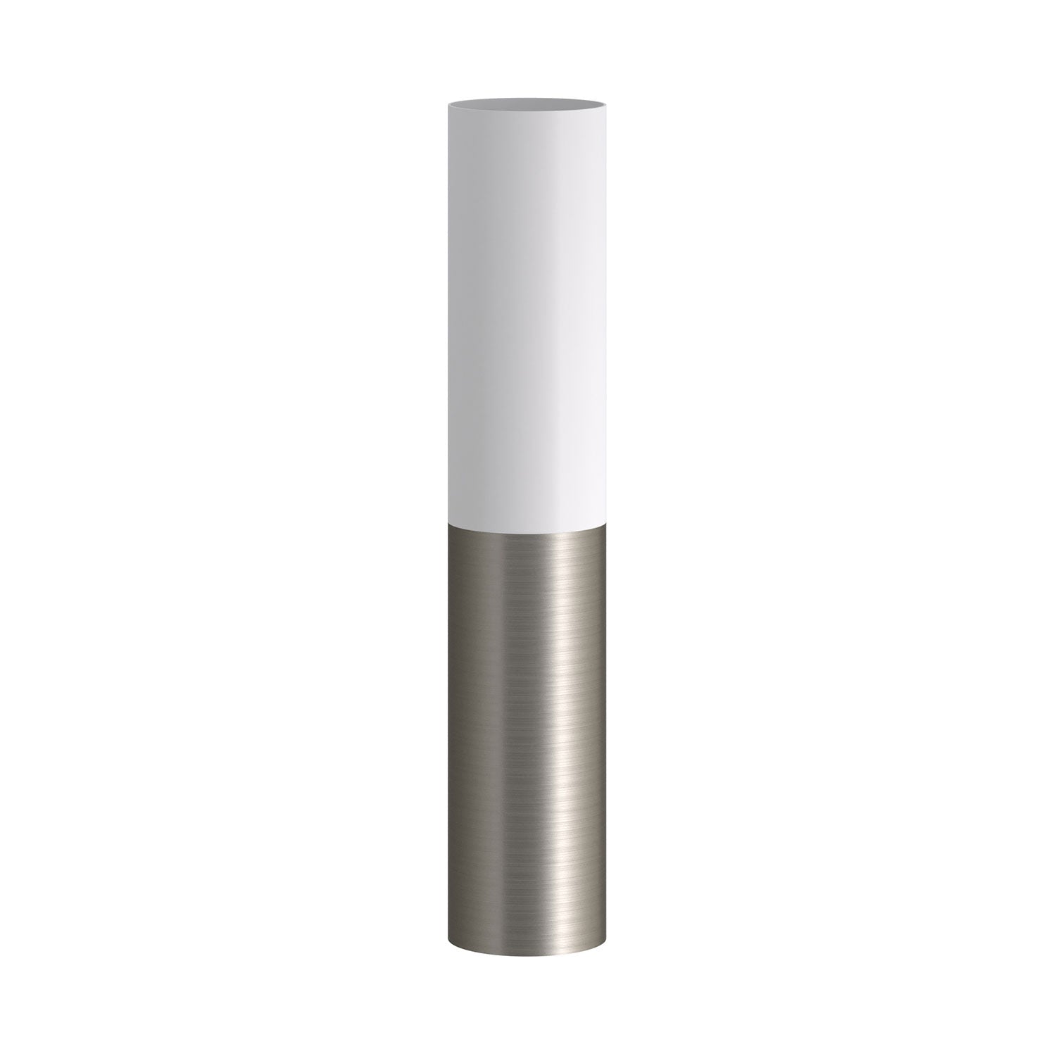 Tub-E12, spotlight double metal tube, with double E12 socket ring - Matt White and Brushed titanium