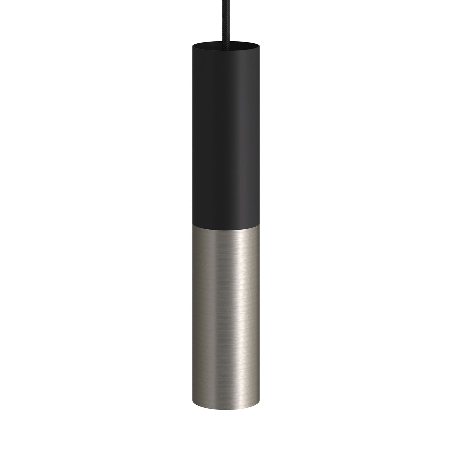 Tub-E12, spotlight double metal tube, with double E12 socket ring - Black and Brushed titanium