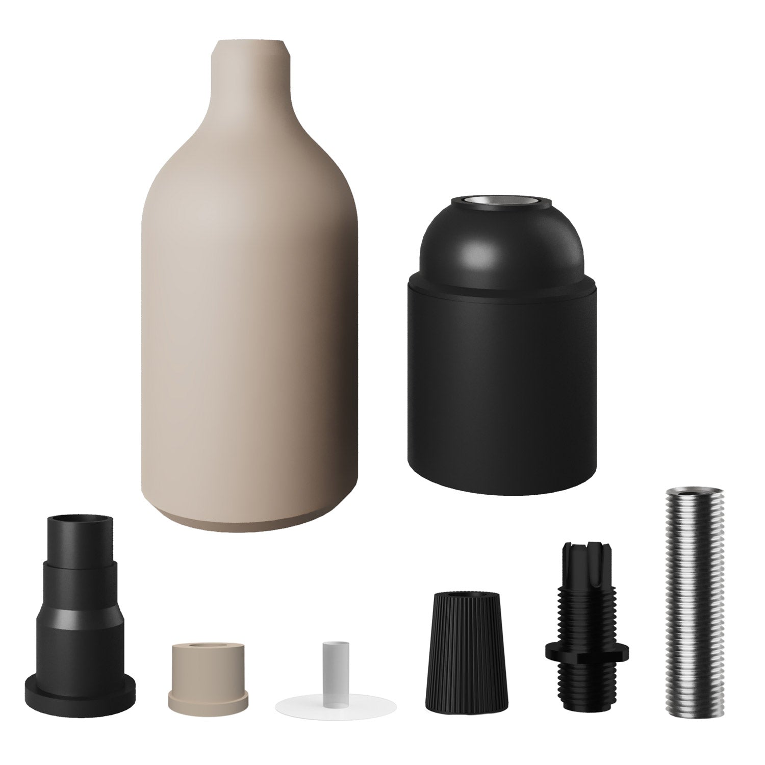 Silicone E26 socket kit with hidden cable clamp - Desert Brown