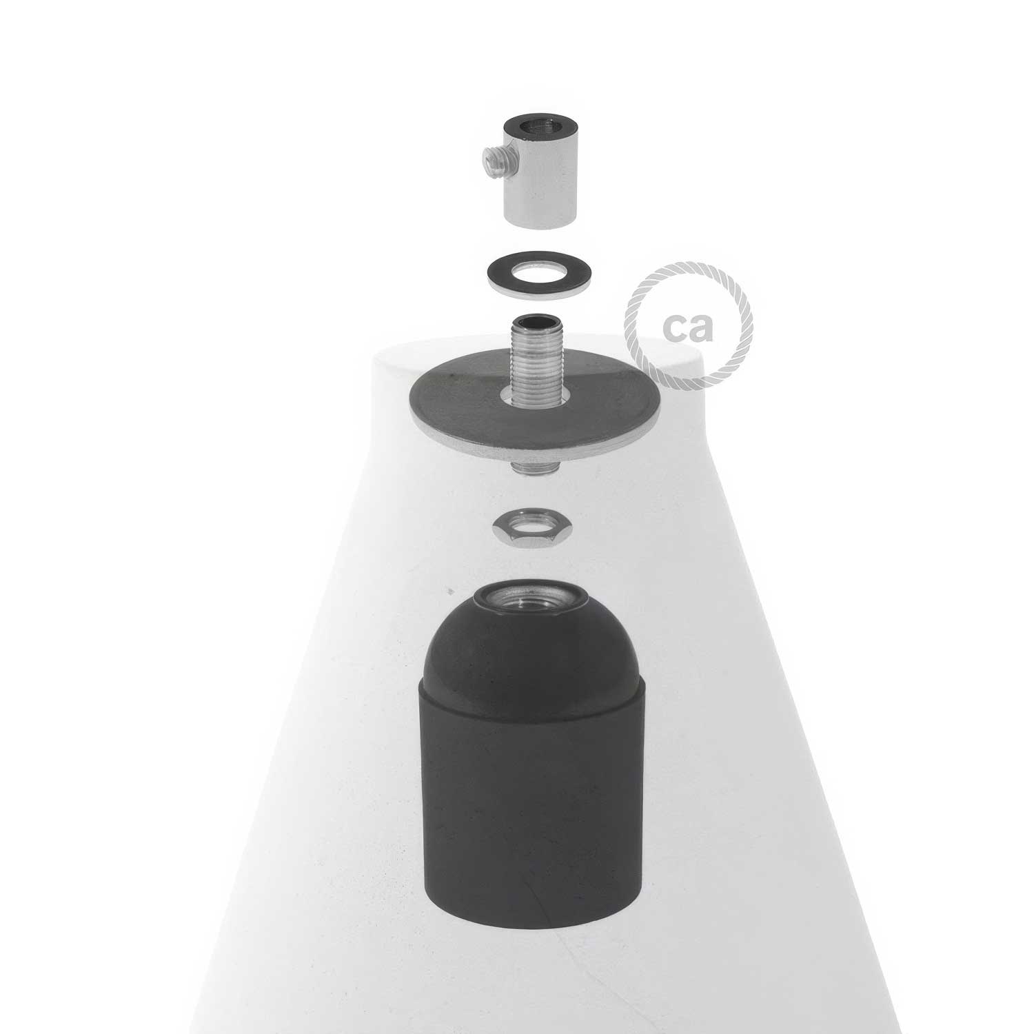 Funnel cement lampshade for suspension, with cable clamp and E26 socket - Light cement