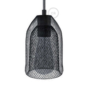 Ghostbell - The wire mesh pendant lampshade with socket cover - Black