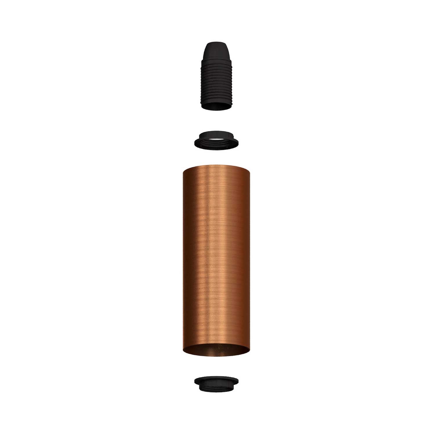 Tub-E12, spotlight pipe with E12 double ferrule socket - Brushed copper