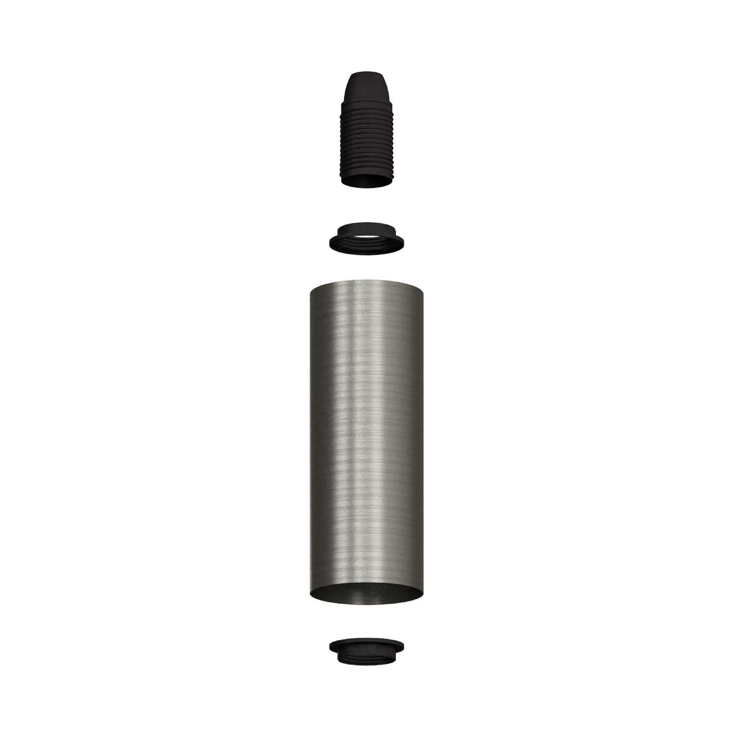 Tub-E12, spotlight pipe with E12 double ferrule socket - Brushed titanium