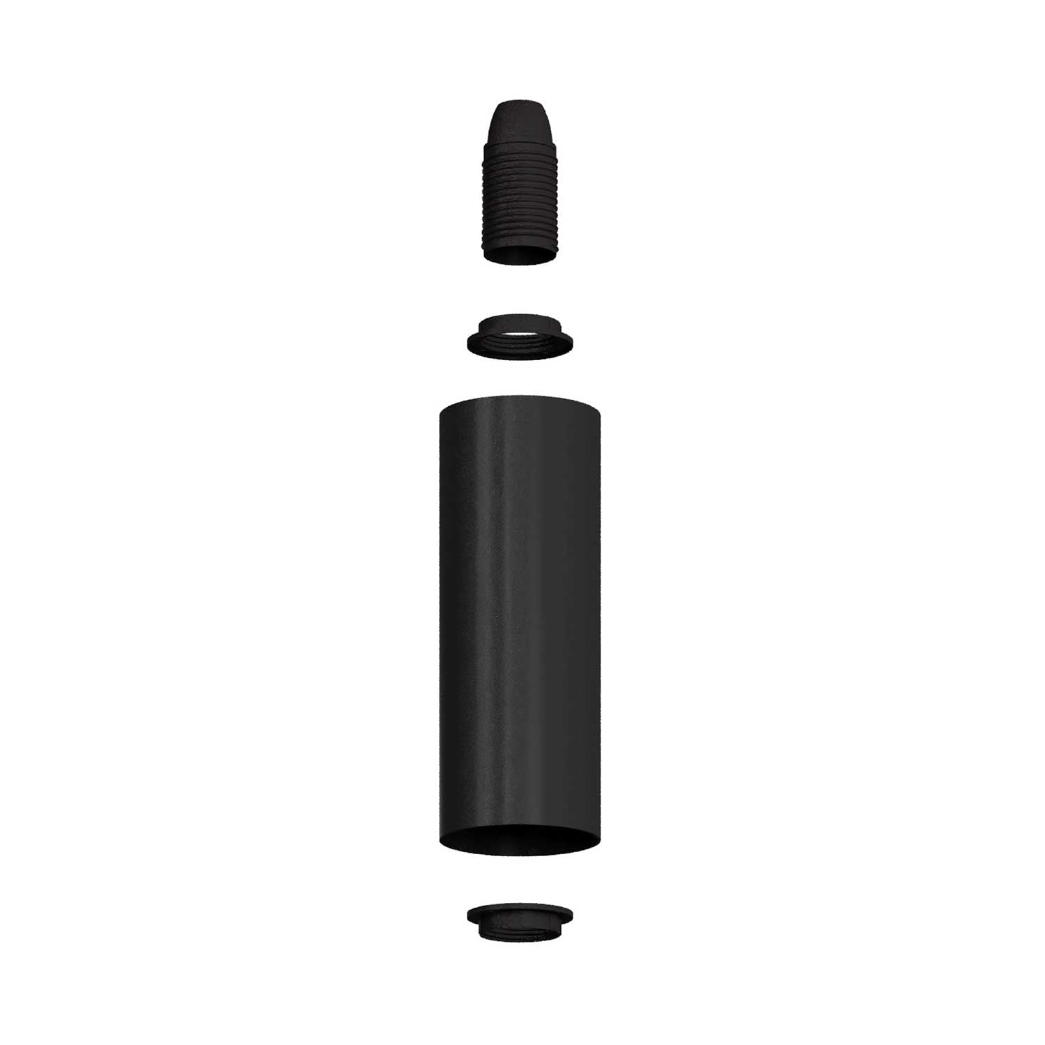 Tub-E12, spotlight pipe with E12 double ferrule socket - Black