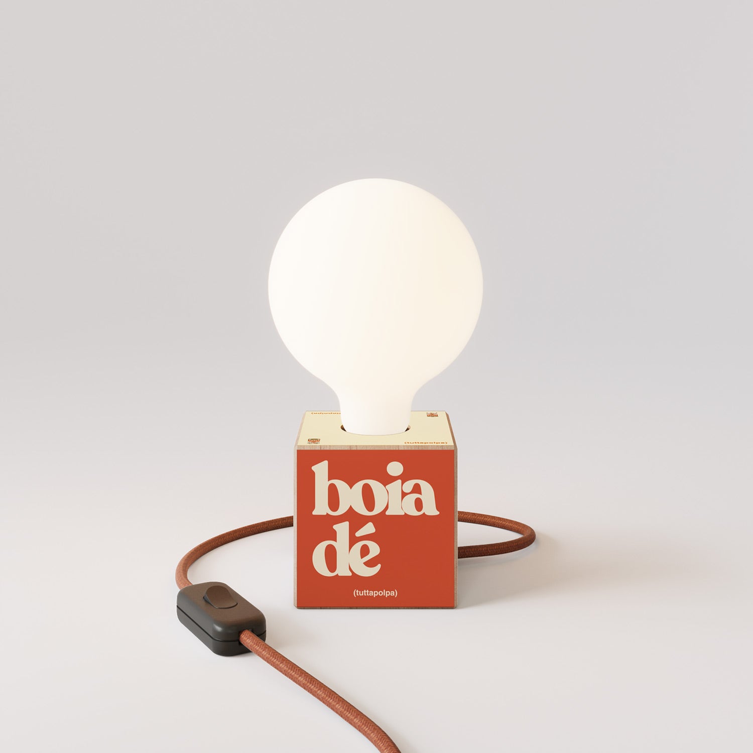 Cubetto table lamp with US plug, "Boia de" porcelain effect globe bulb - Tuttapolpa