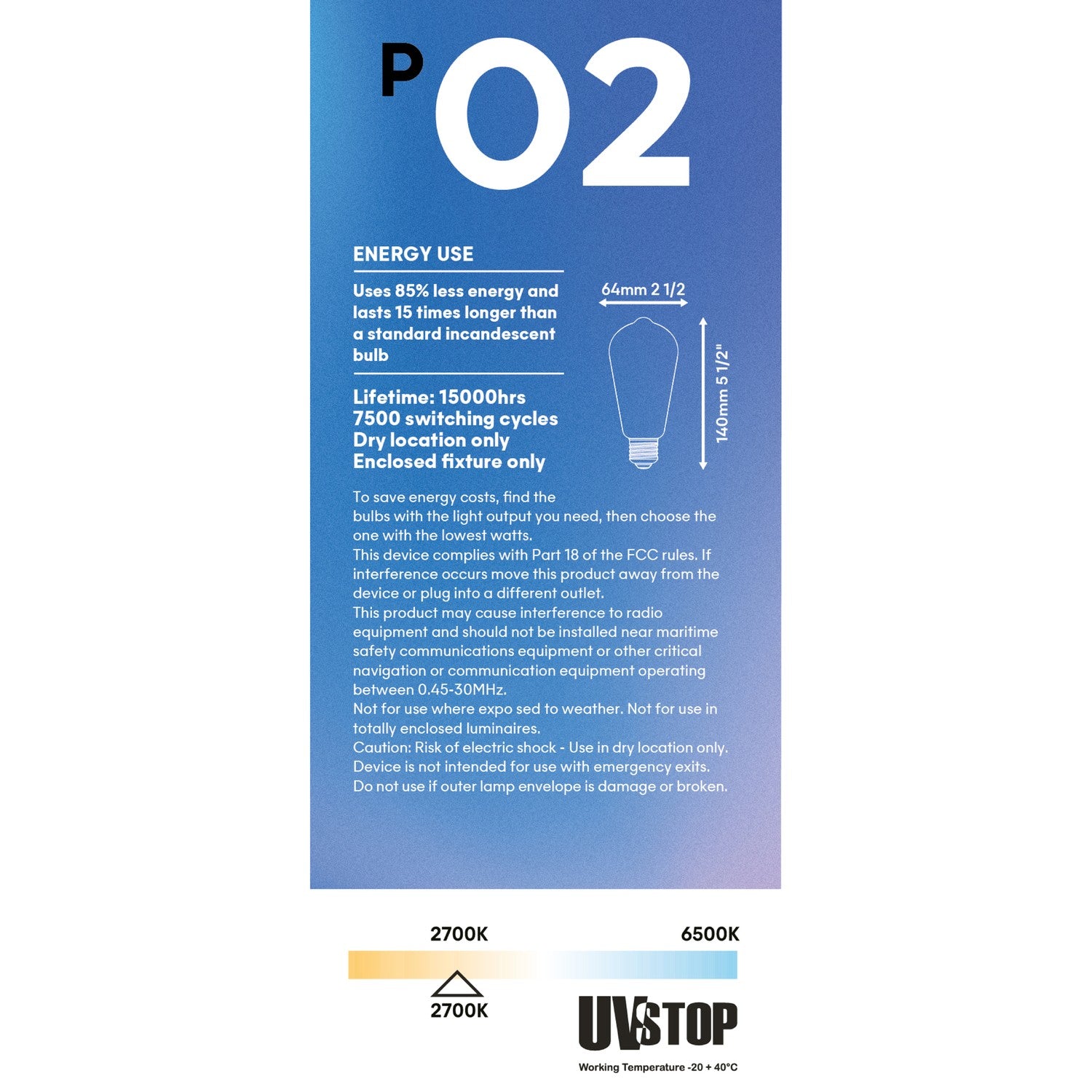 LED Porcelain Effect Light Bulb CRI 95 ST19 8.8W 600Lm E26 120V 2700K Dimmable - P02