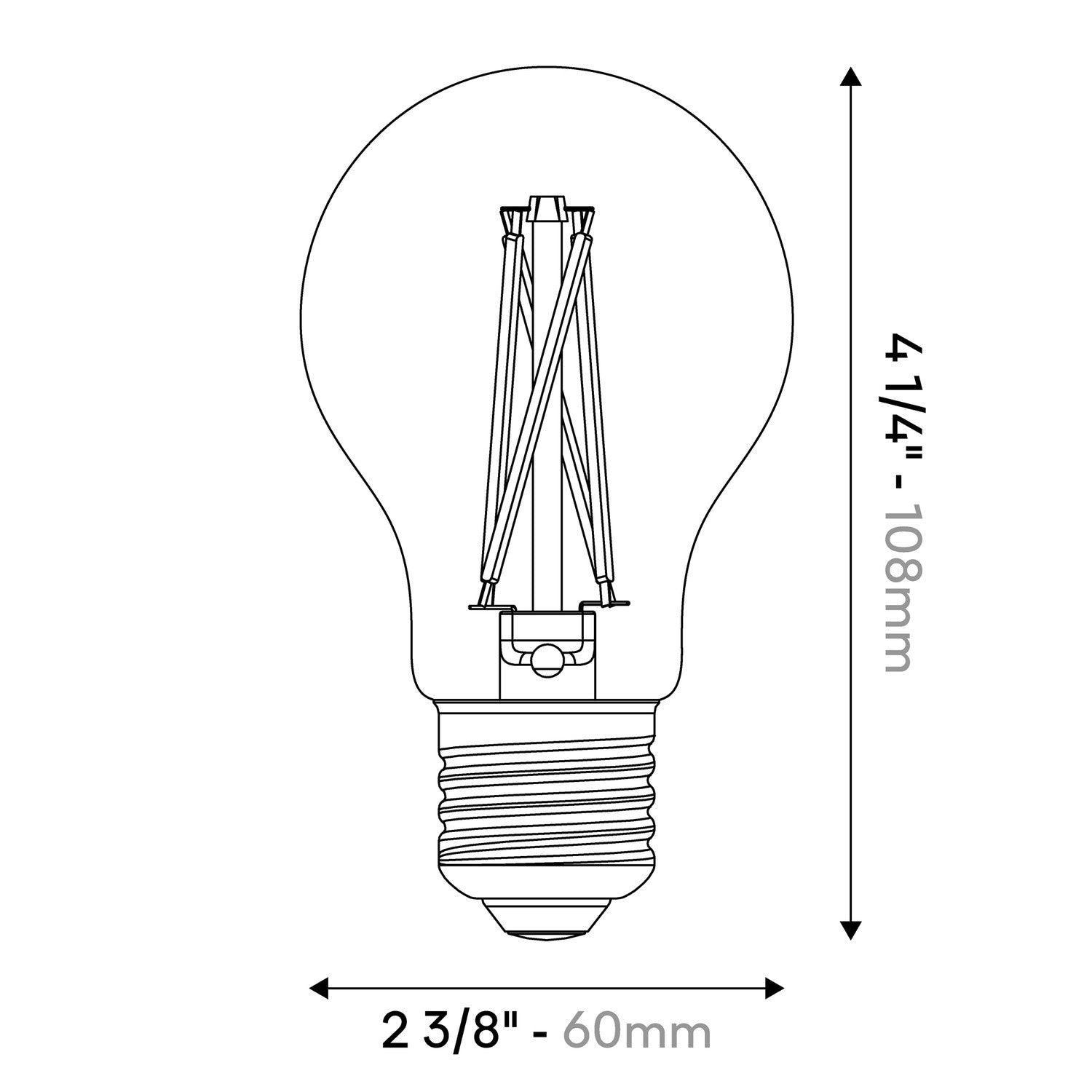 LED Light Bulb Cross Filament A19 8.8W 720Lm E26 120V 2200K Dimmable - X02