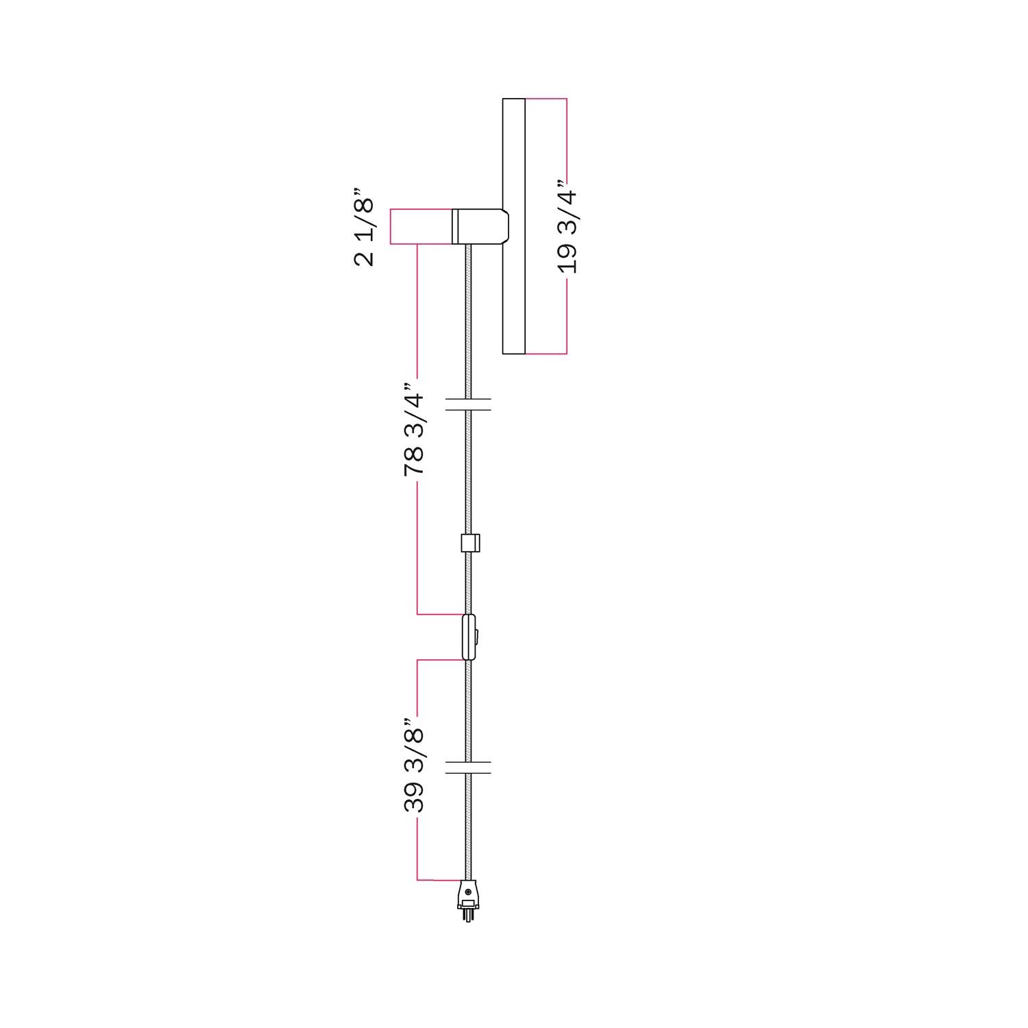 Spostaluce Plug-in Light with Metal Finish and S14d LED Linear Light Bulb - Brushed Titanium