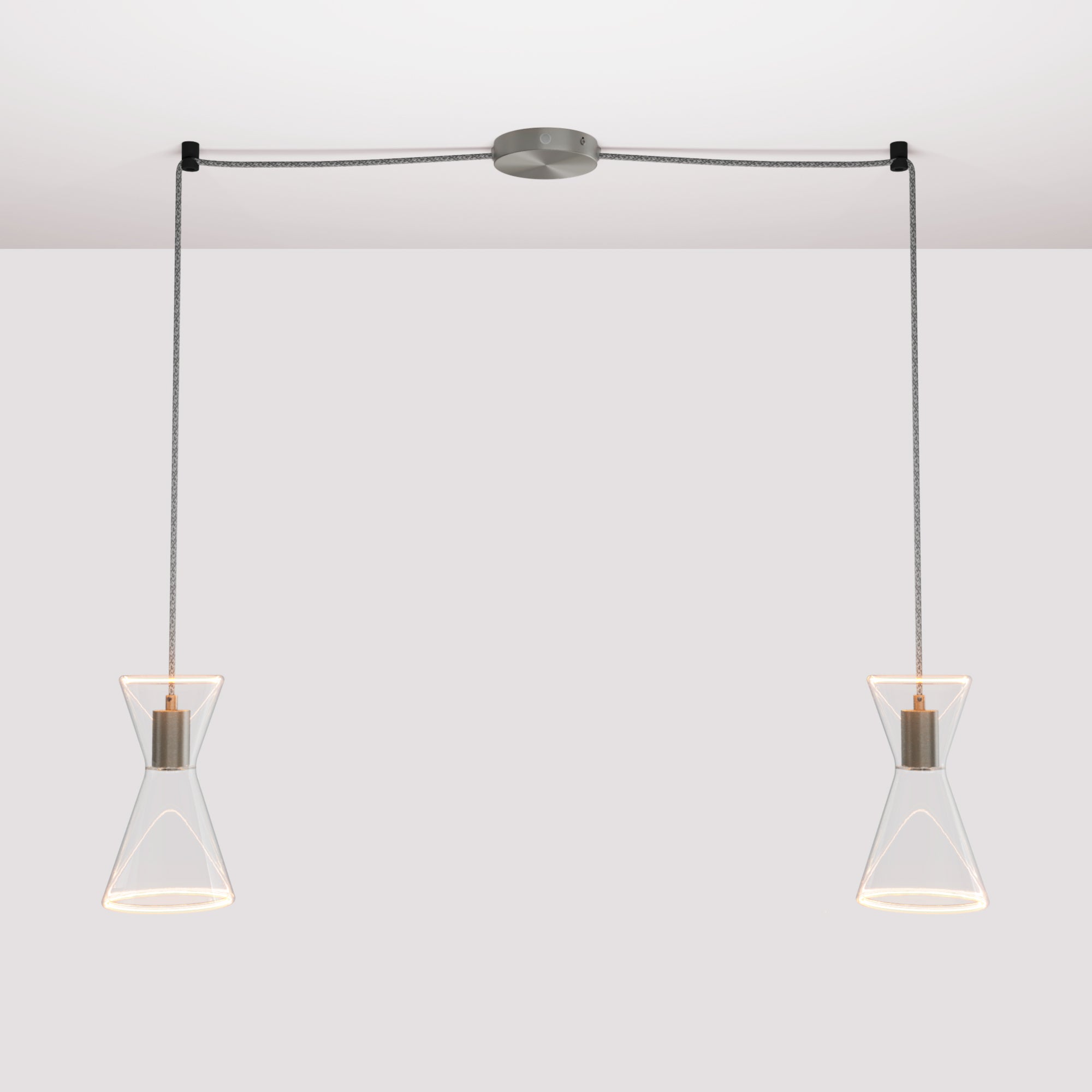 Double-Drop Ghost Double Cone Pendant Lamp - Brushed Titanium