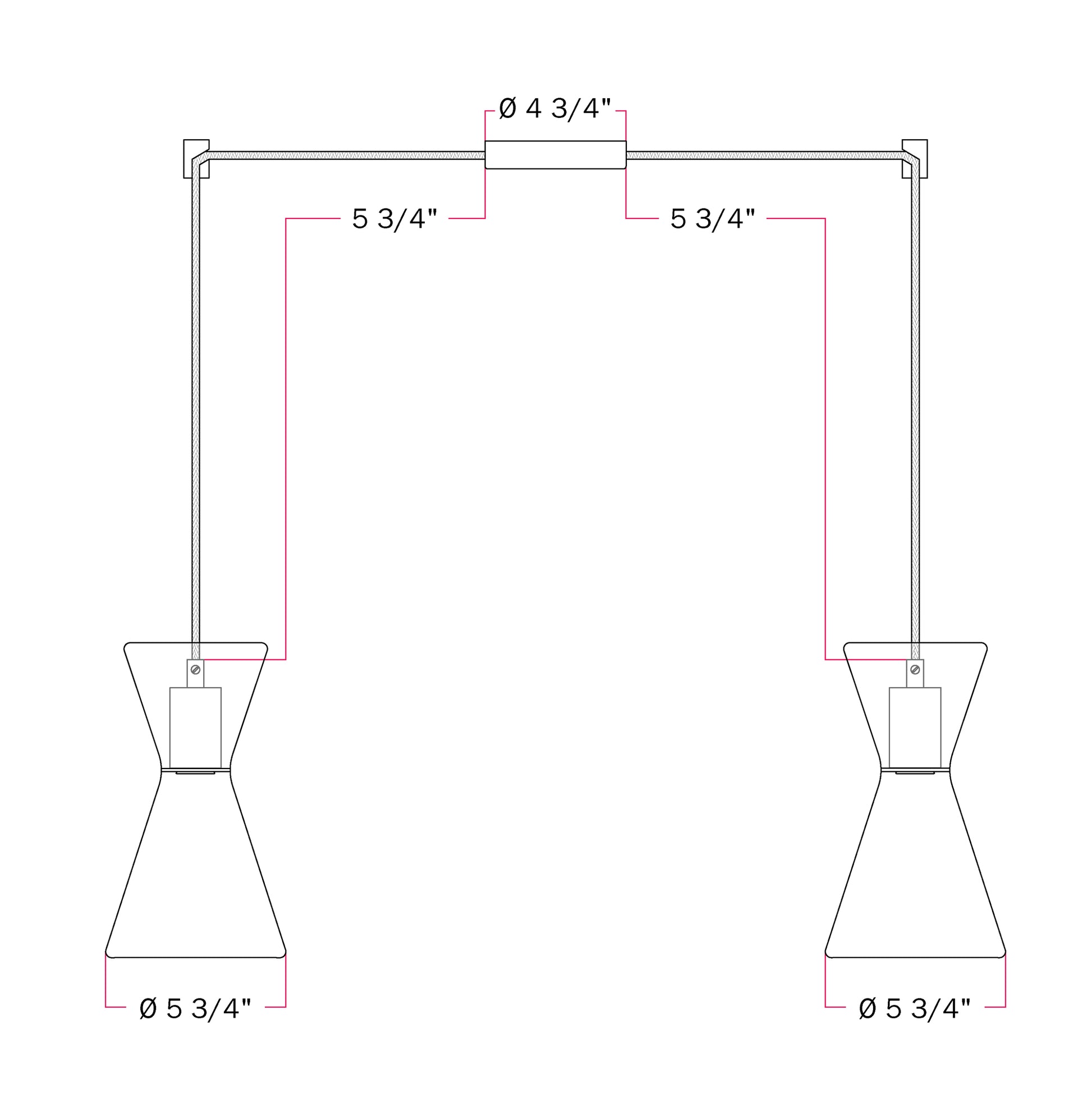 Double-Drop Ghost Double Cone Pendant Lamp - Brushed Titanium