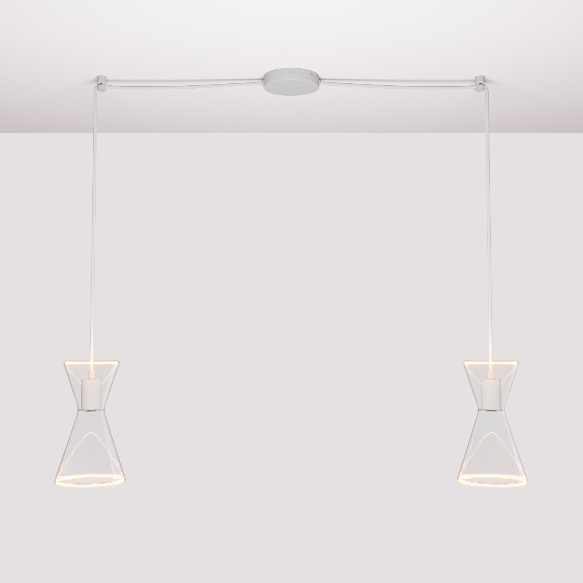 Double-Drop Ghost Double Cone Pendant Lamp - Matte White