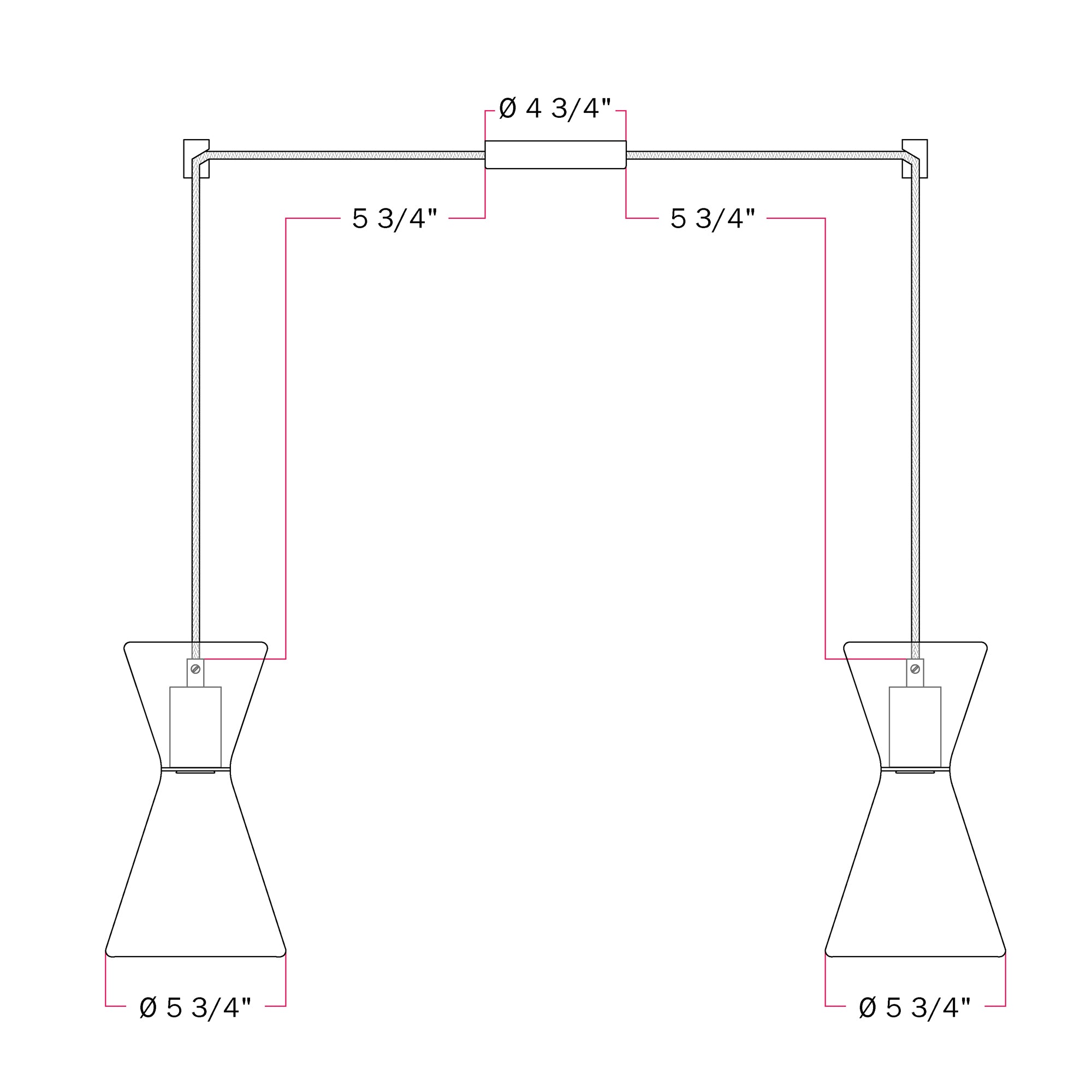 Double-Drop Ghost Double Cone Pendant Lamp - Black