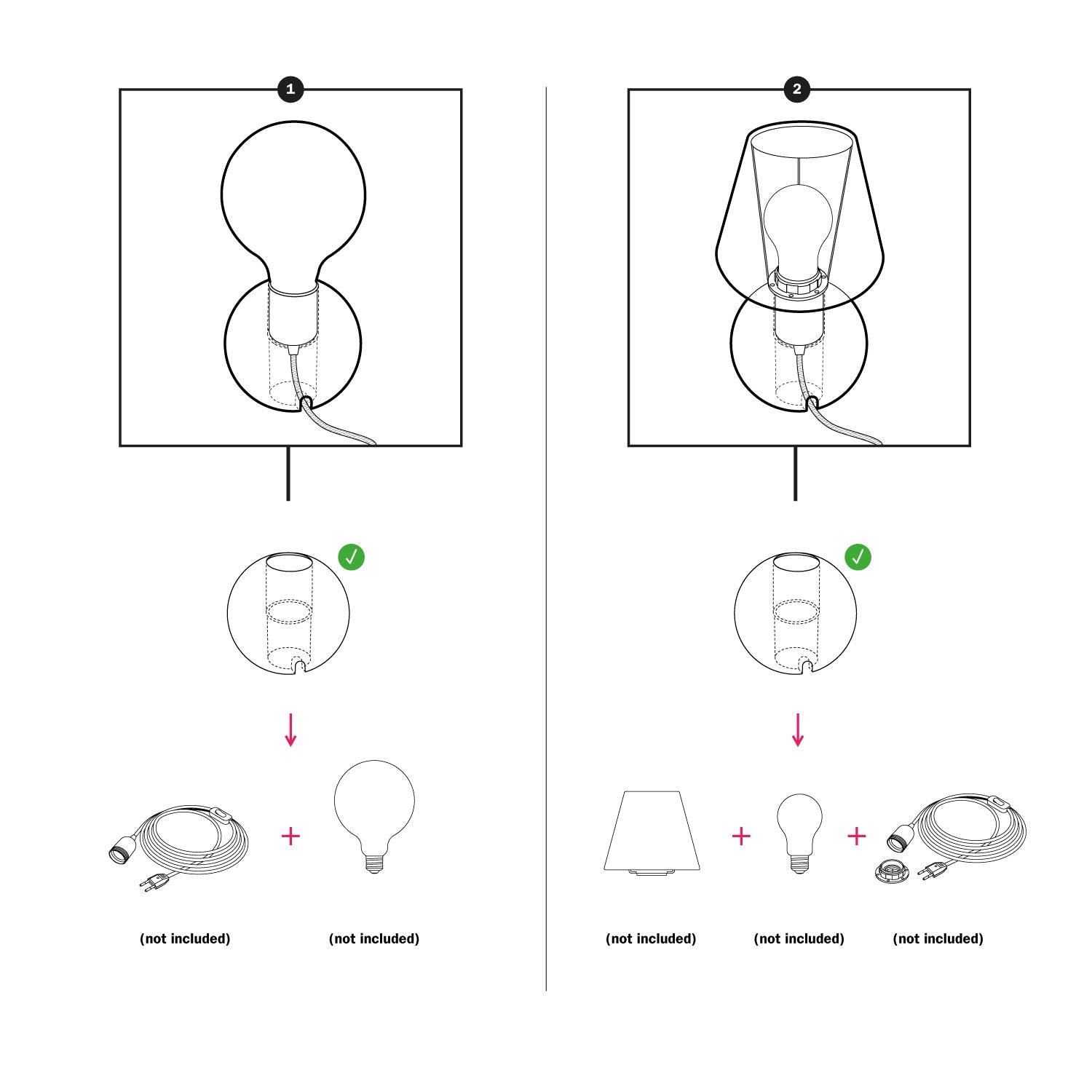 Base lampada in legno - Sfera - Creative Cables