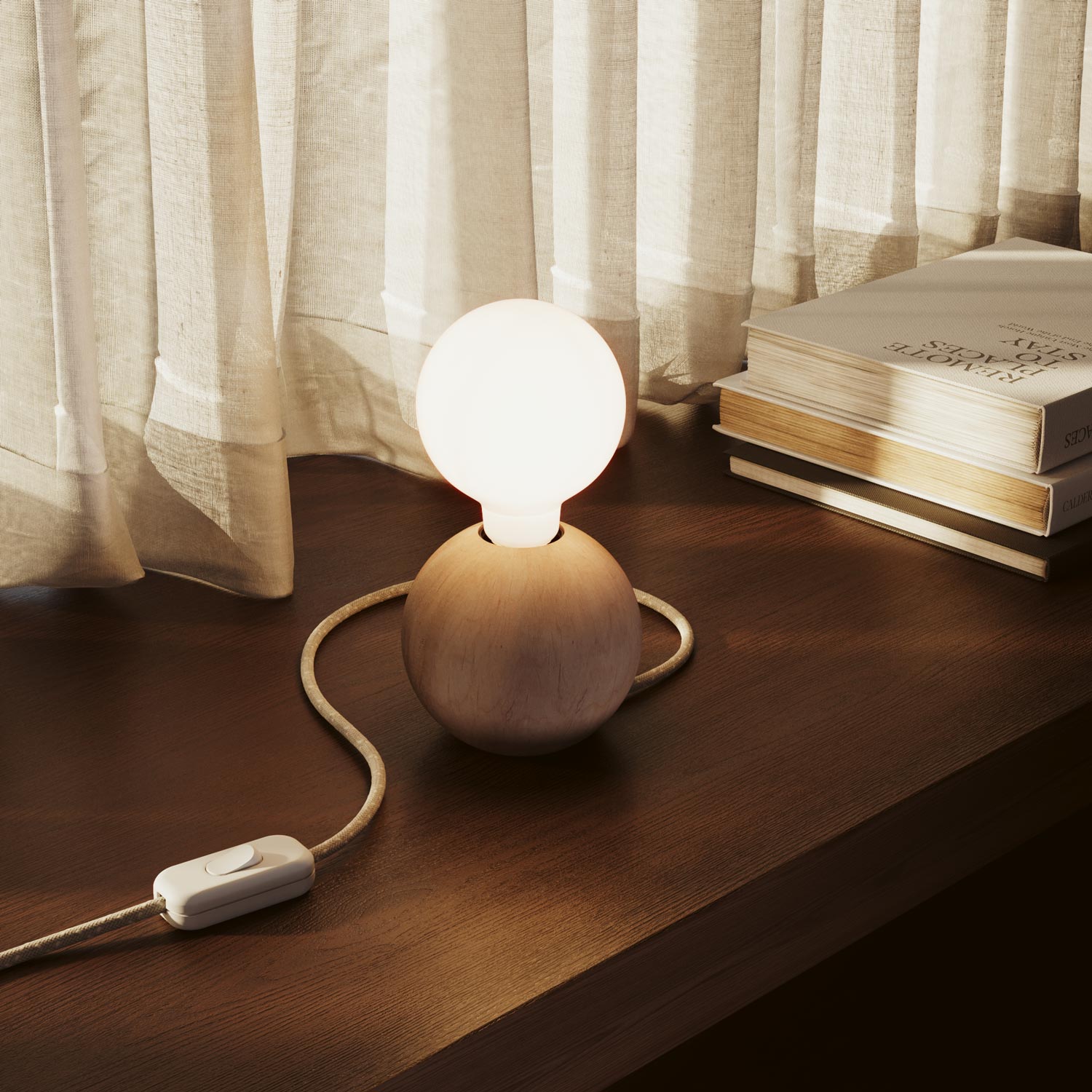 Base lampada in legno - Sfera - Creative Cables