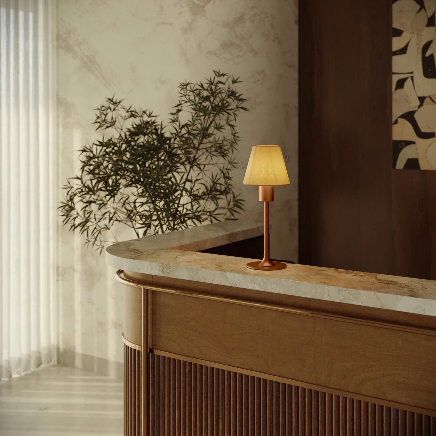 Base metallica tonda per lampada da tavolo MAG-Y - Rame satinato