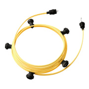 Catenaria Sistema Lumet da 7,5 m con cavo tessile CM10, 5 portalampada, gancio e spina neri