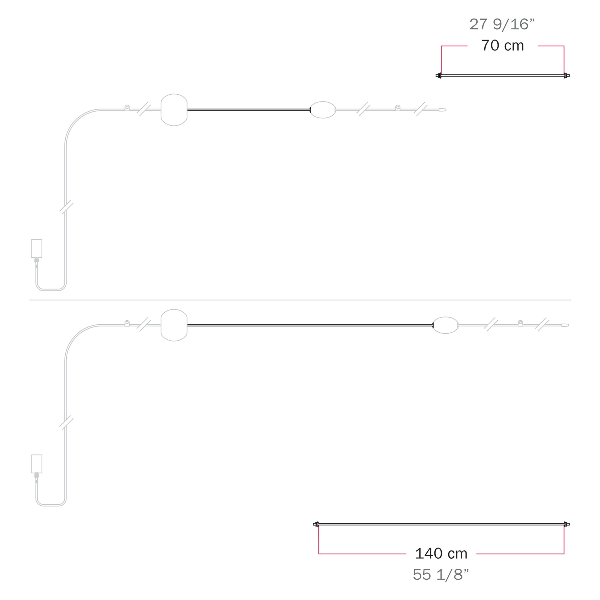 Cavo di connessione tra paralumi 70/140 cm (27 9/16" / 55 1/8") - Marina - Desert brown - Creative Cables