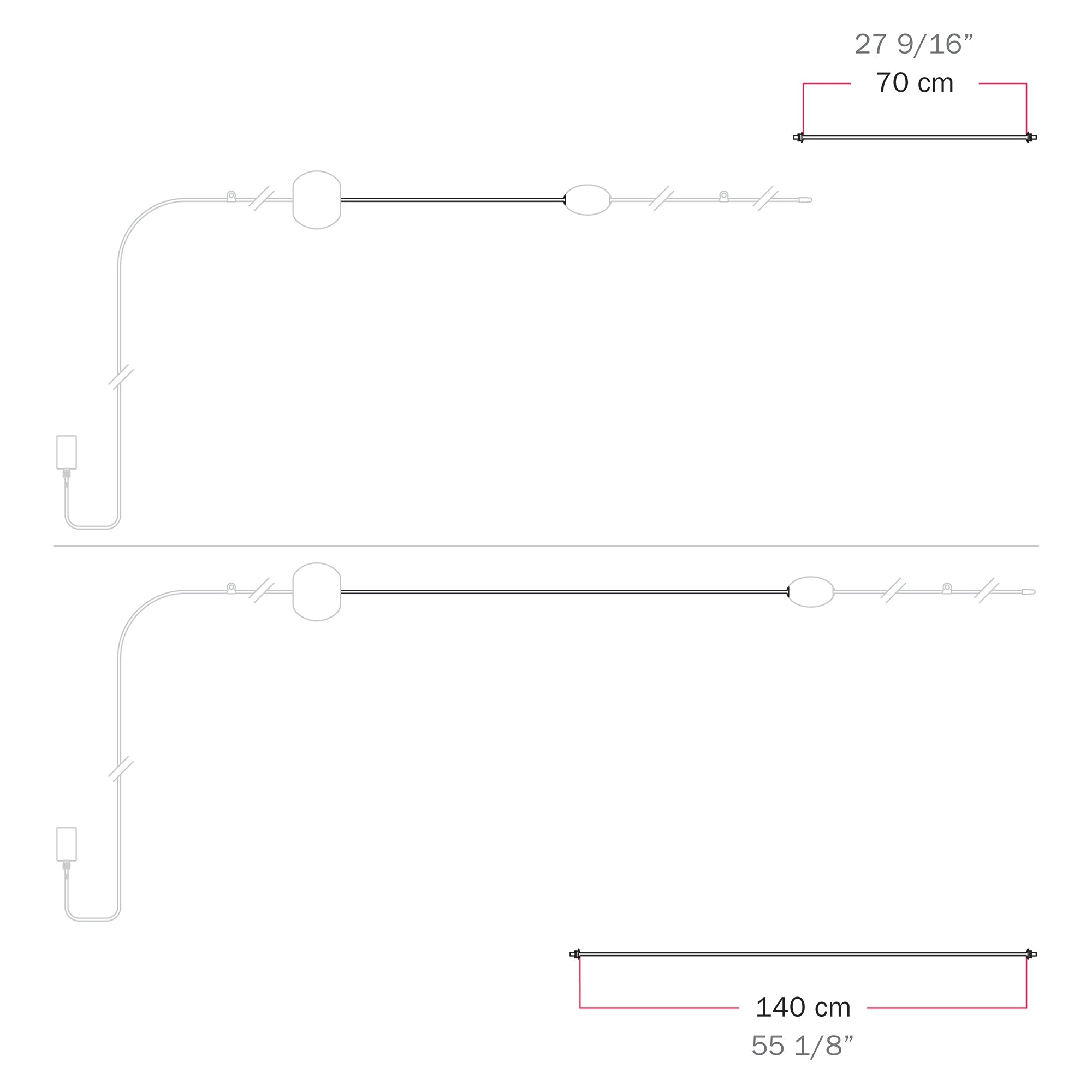 Cavo di connessione tra paralumi 70/140 cm (27 9/16" / 55 1/8") - Marina - Desert brown - Creative Cables