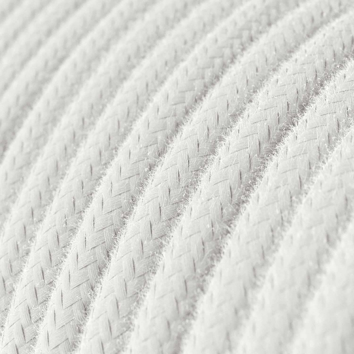 Cavo elettrico Ultra Soft in silicone rivestito in cotone Bianco Ottico - RC01 rotondo 2x0,75 mm