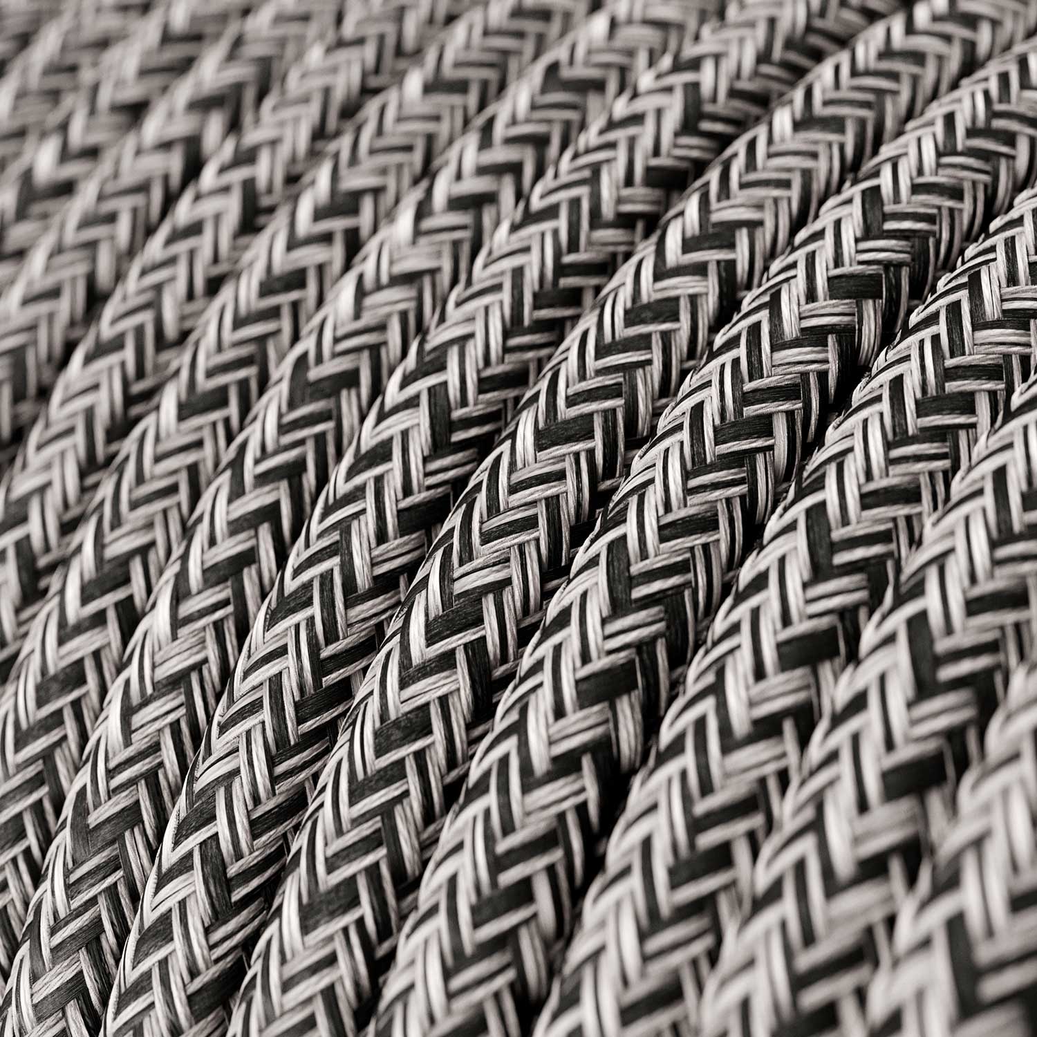 Cloth Covered Wire - Black Glitter Cotton & Natural Linen Tweed RS81 - UL Listed