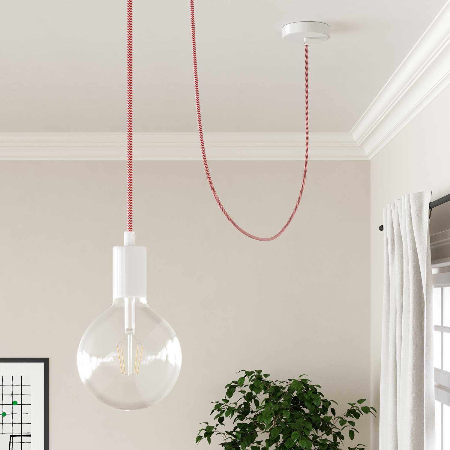 Cloth Covered Wire - Red & White Chevron RZ09 - UL Listed