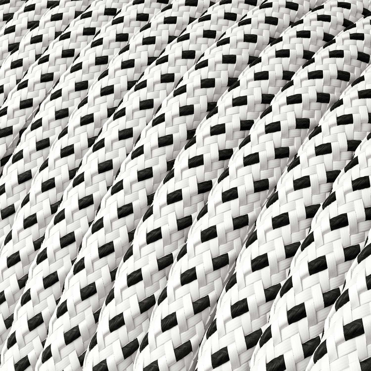 Cloth Covered Wire - White & Black Tracer RT14 - UL Listed