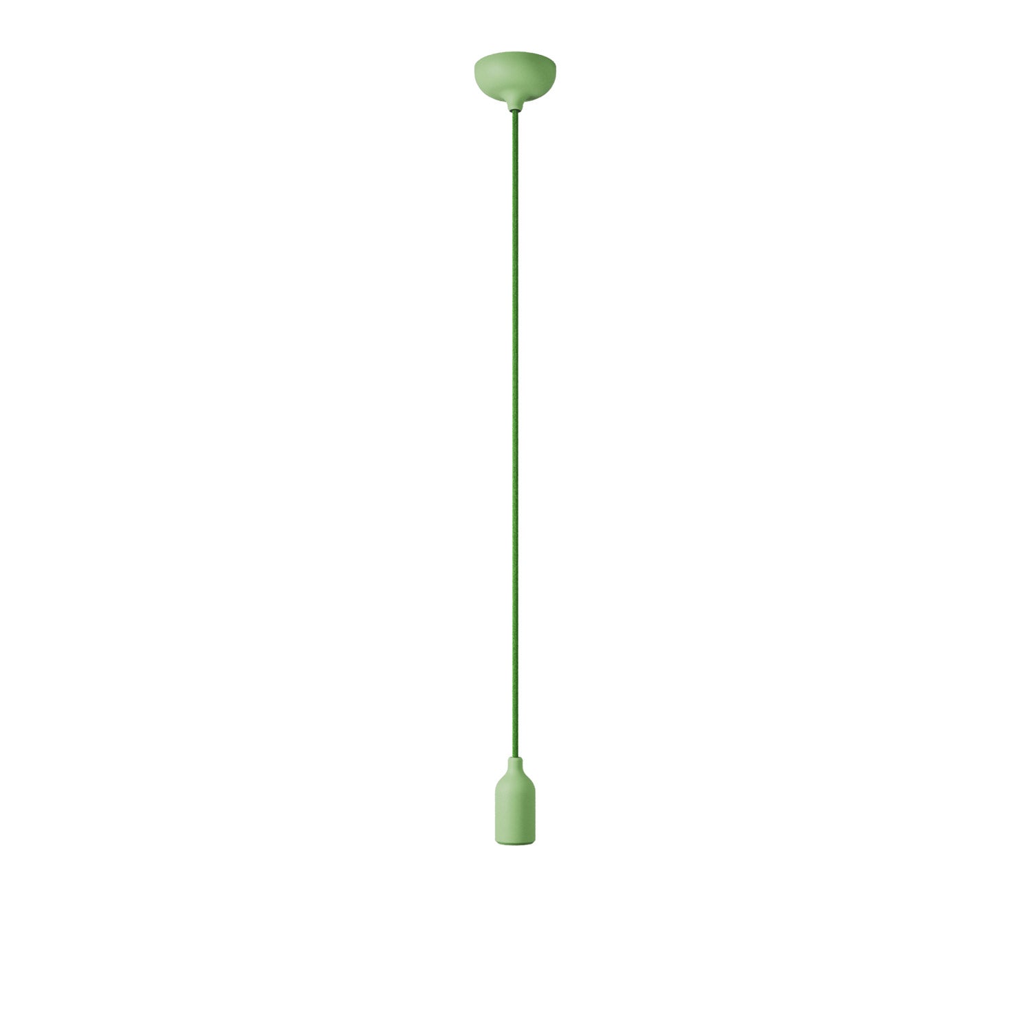 Colourful silicone suspension lamp with fabric cable - Soft green