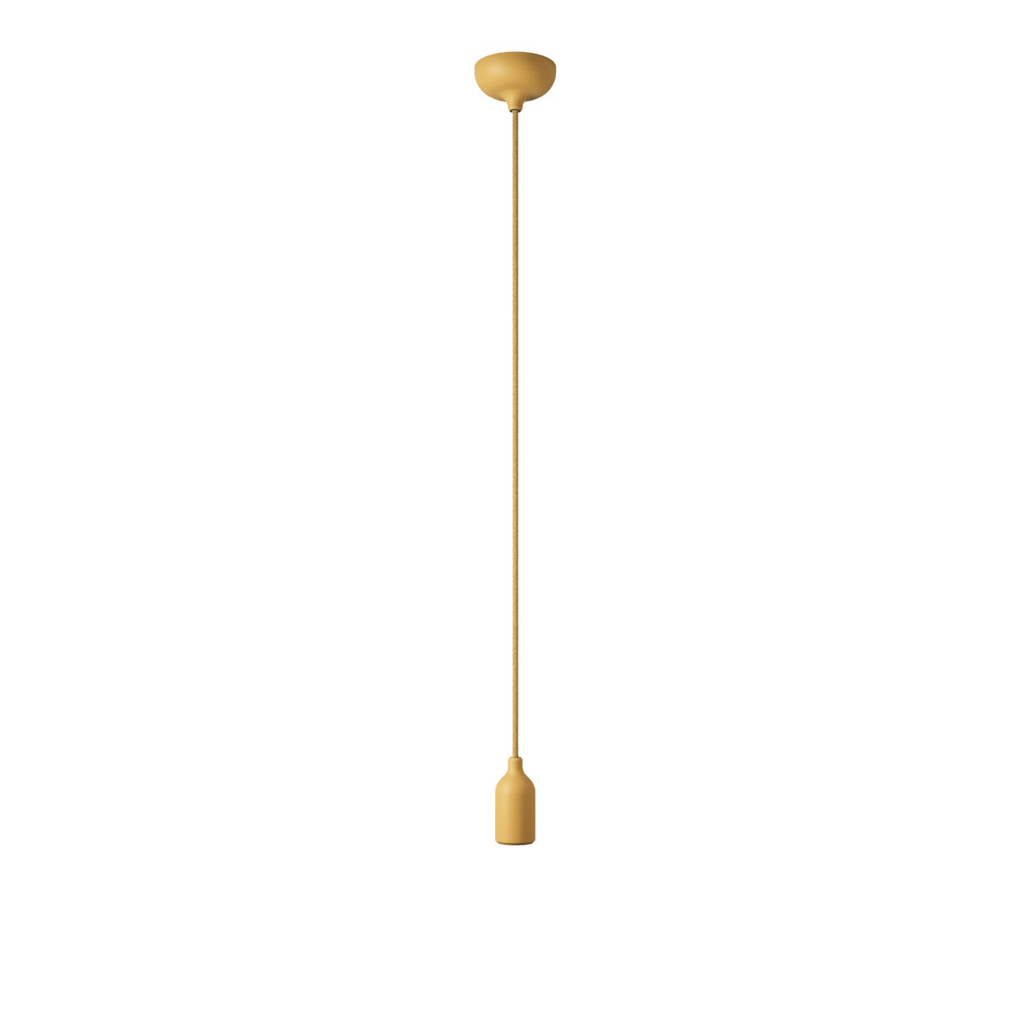 Colourful silicone suspension lamp with fabric cable - Yellow mustard
