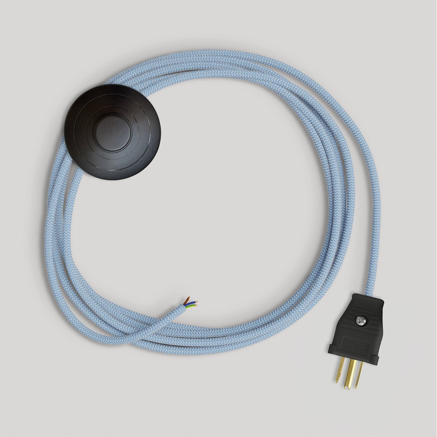 Cordset for lamp with blue Steward cotton cable 10 ft Nero