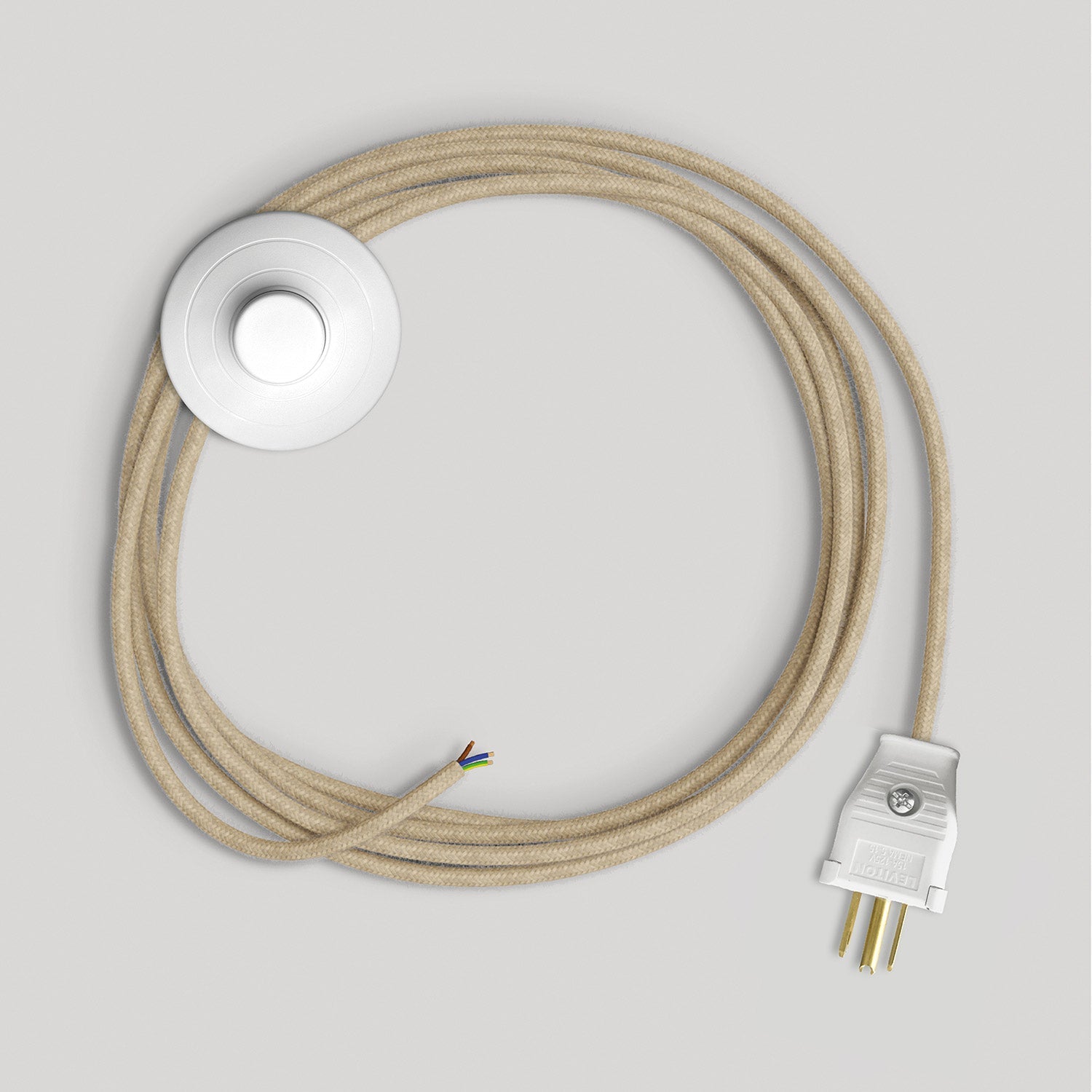 Cordset for lamp with neutral jute cable 10 ft Bianco