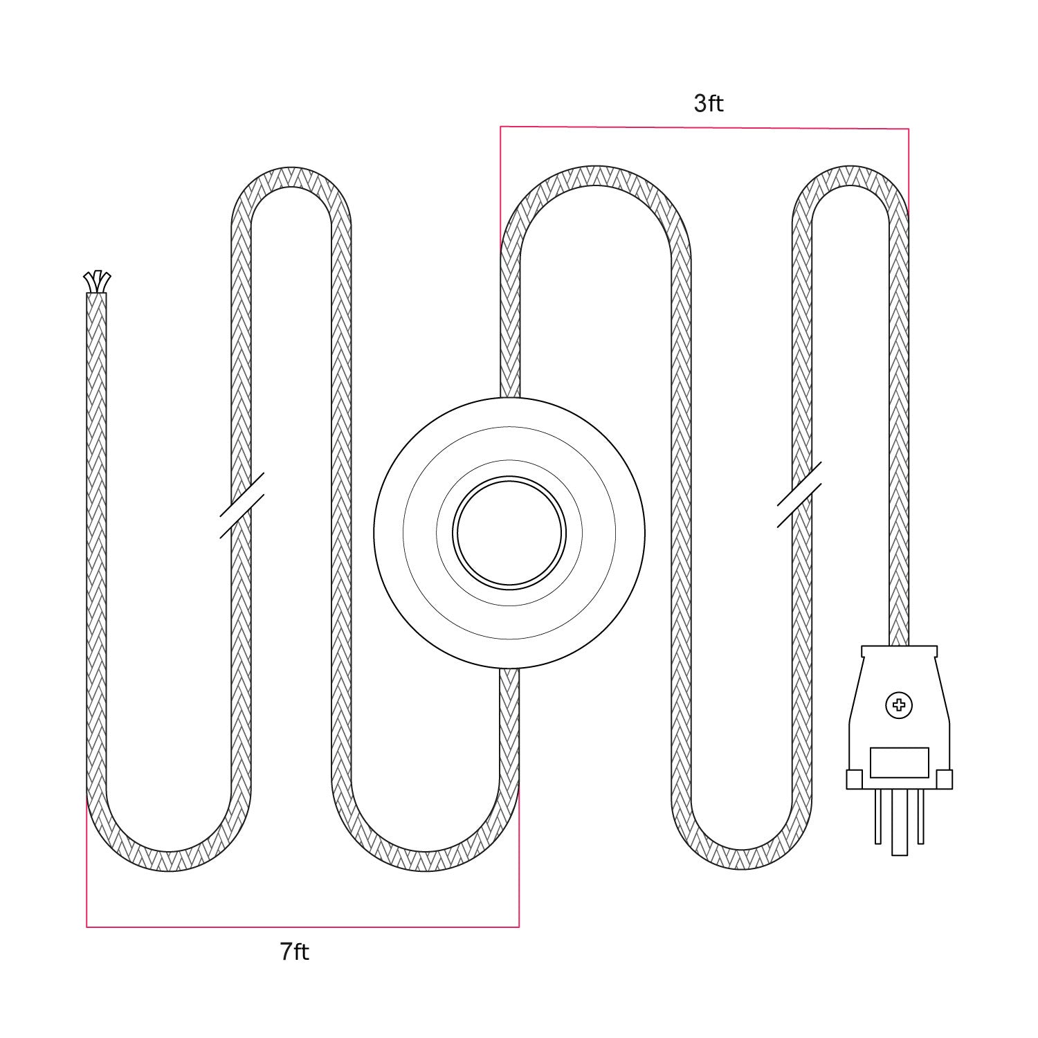 Cordset for lamp with polished and glittered copper cable 10 ft Bianco