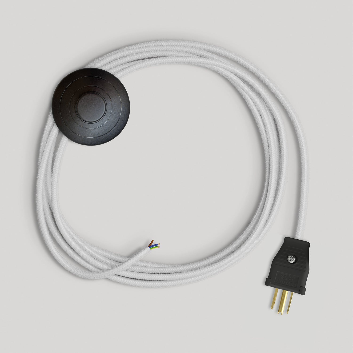 Cordset for lamp with white cotton cable 10 ft Nero