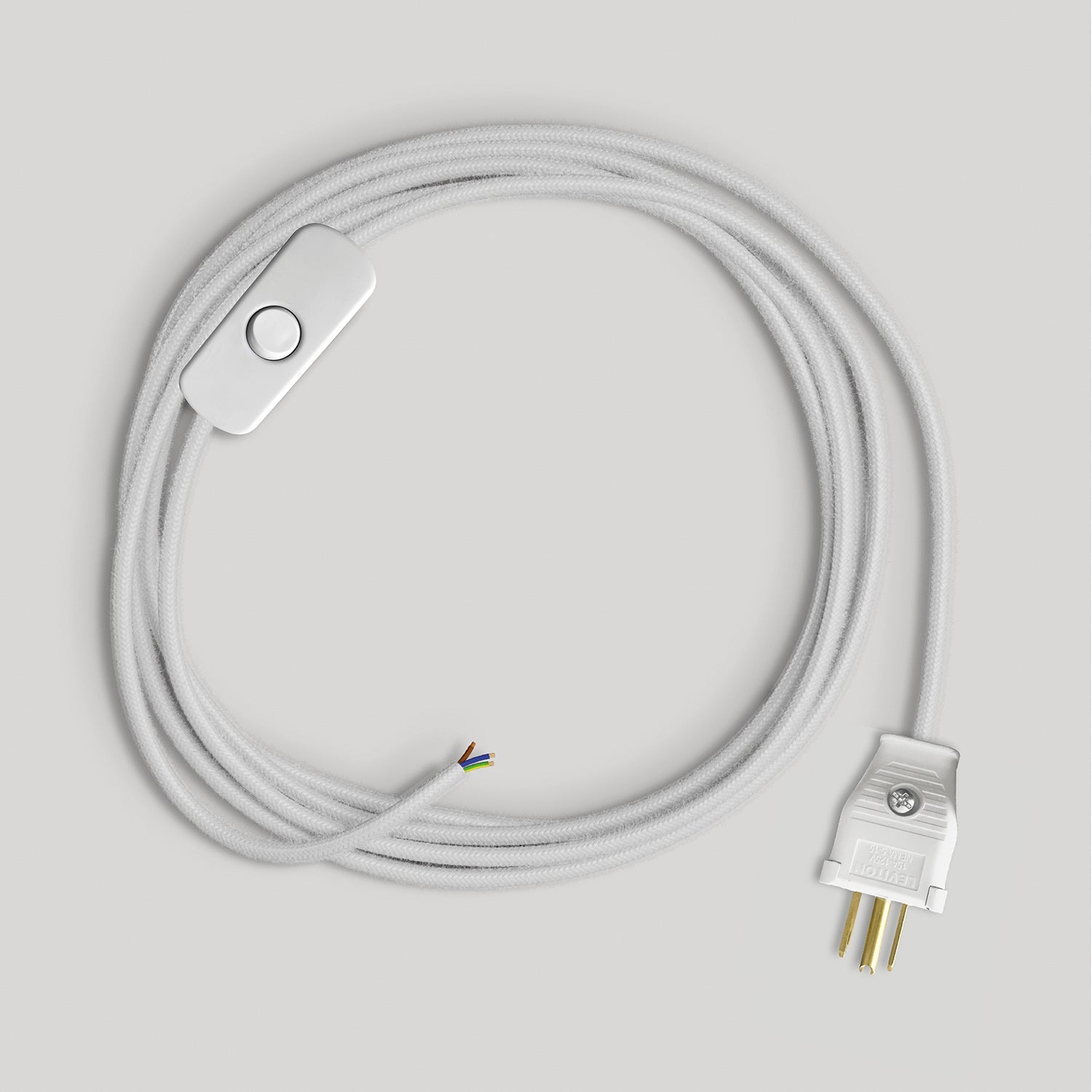 Cordset for lamp with white cotton cable 6 ft Bianco