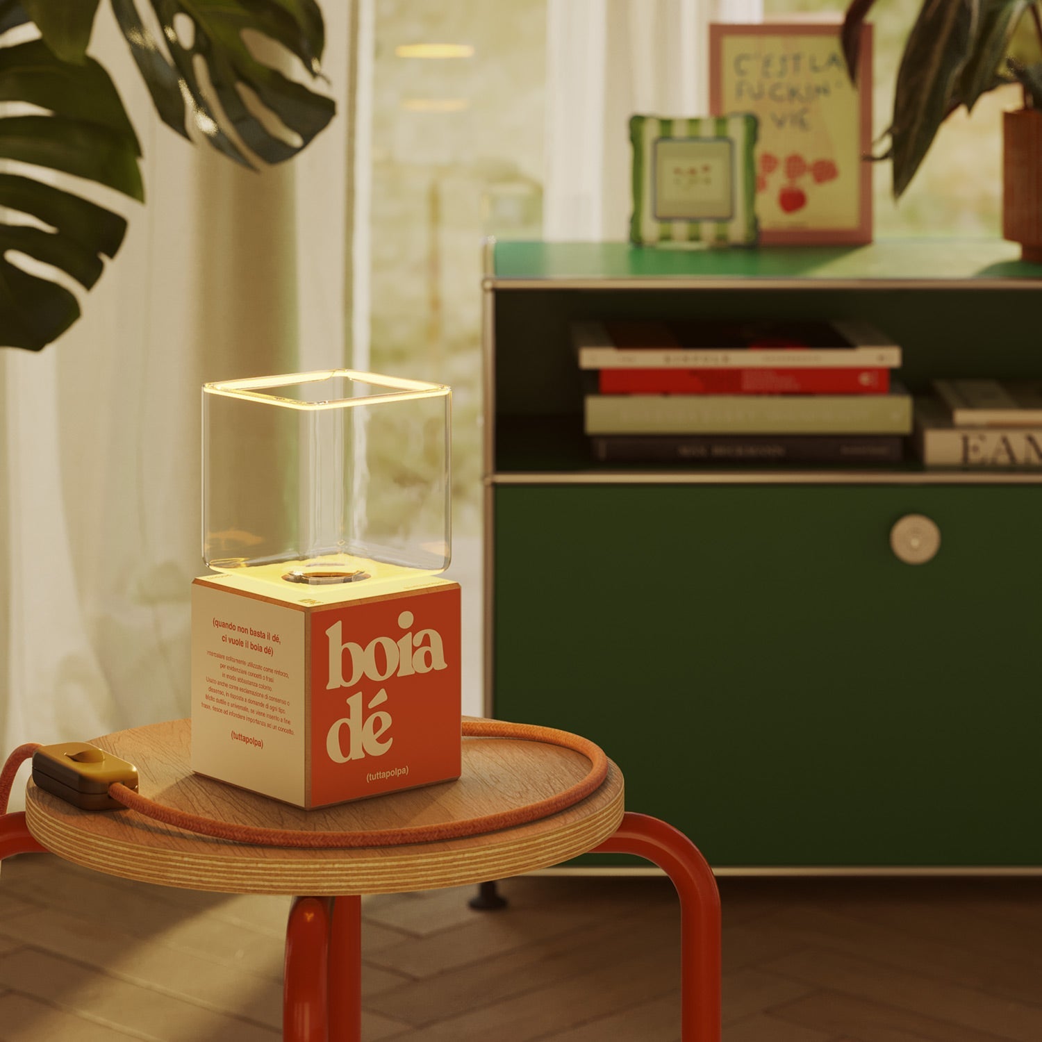 Cubetto table lamp with US plug, "Boia de" Ghost bulb - Tuttapolpa