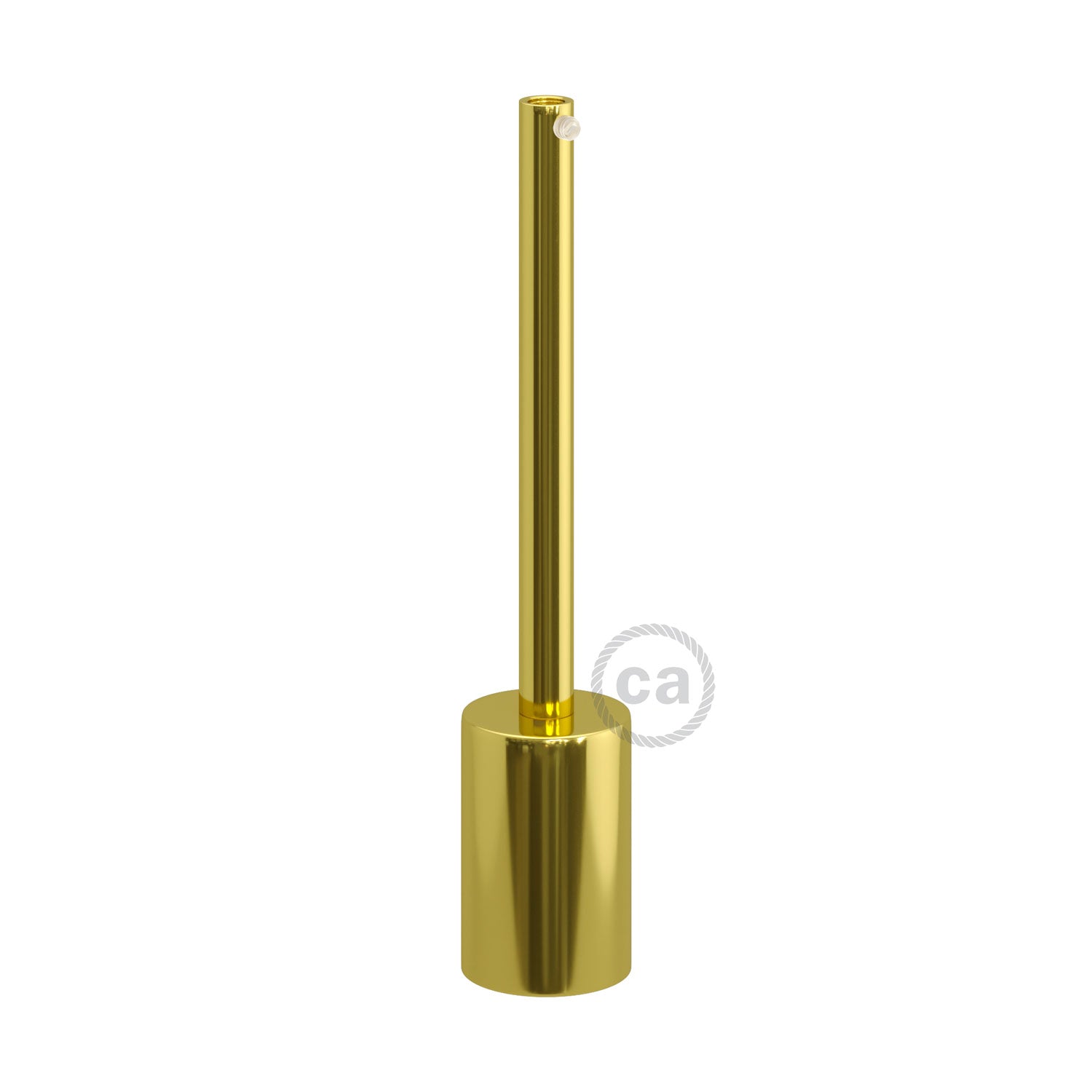 Cylindrical metal UL E26 light bulb socket kit with 15 cm cable clamp - Brass