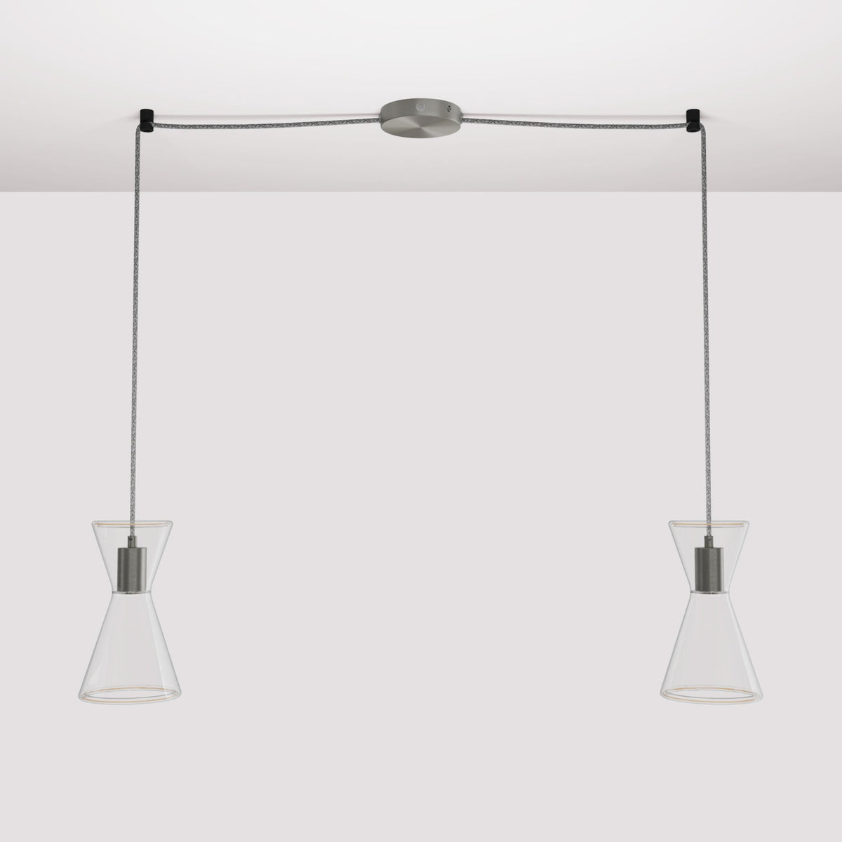 Double-Drop Ghost Double Cone Pendant Lamp - Brushed Titanium
