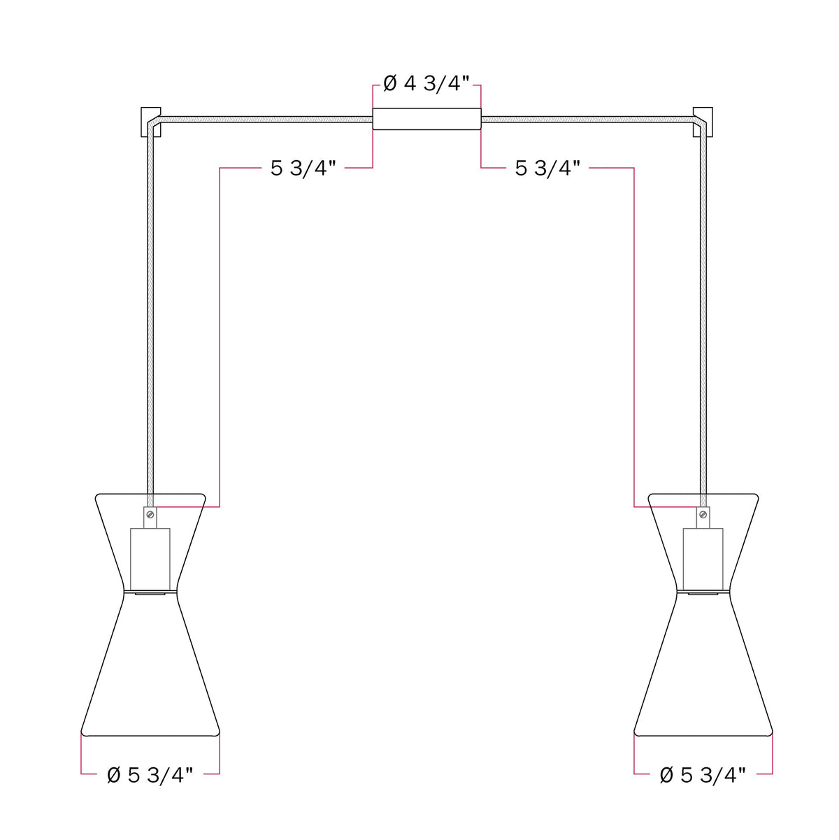Double-Drop Ghost Double Cone Pendant Lamp - Matte White