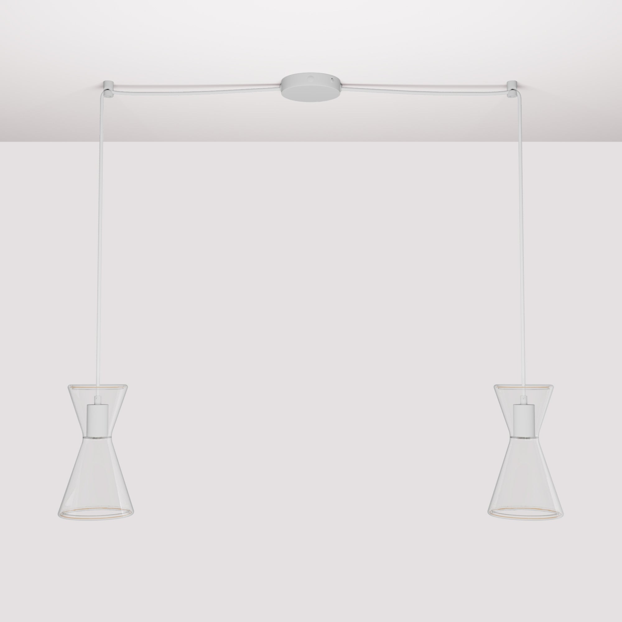 Double-Drop Ghost Double Cone Pendant Lamp - Matte White