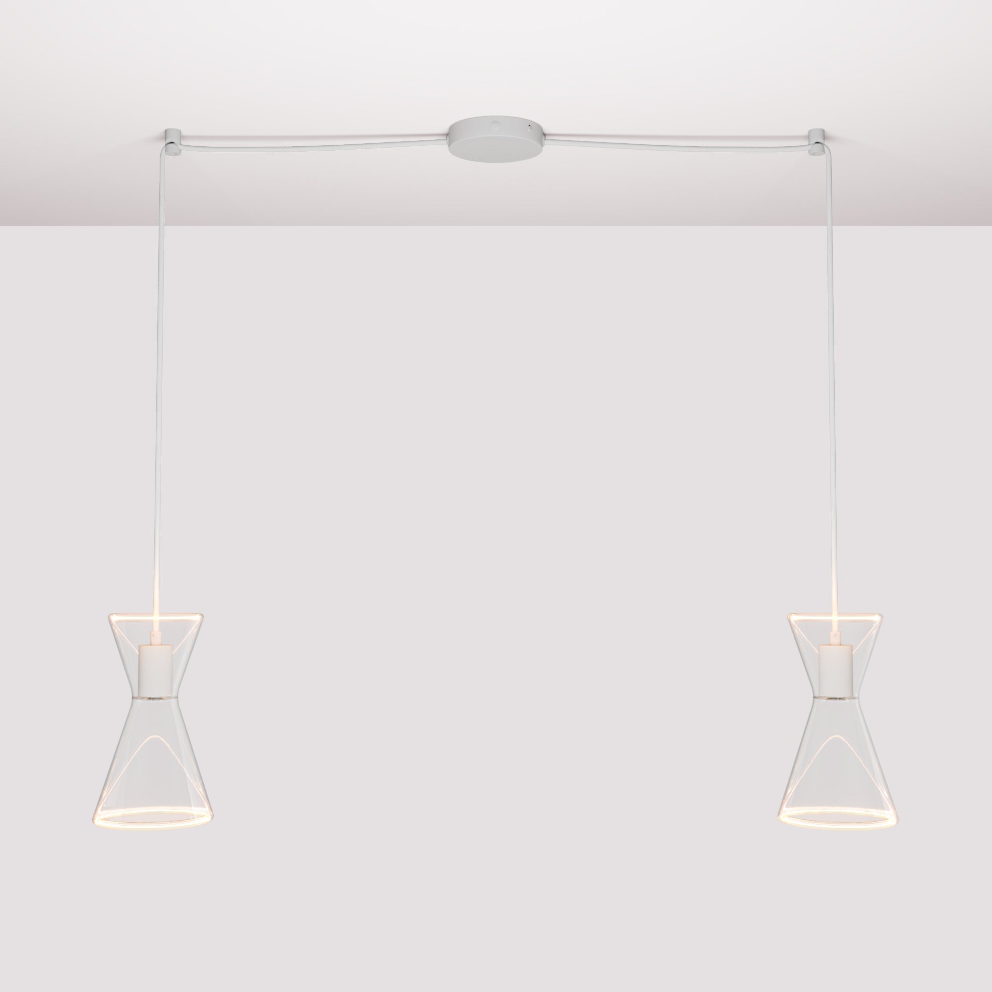 Double-Drop Ghost Double Cone Pendant Lamp - Matte White - Creative Cables