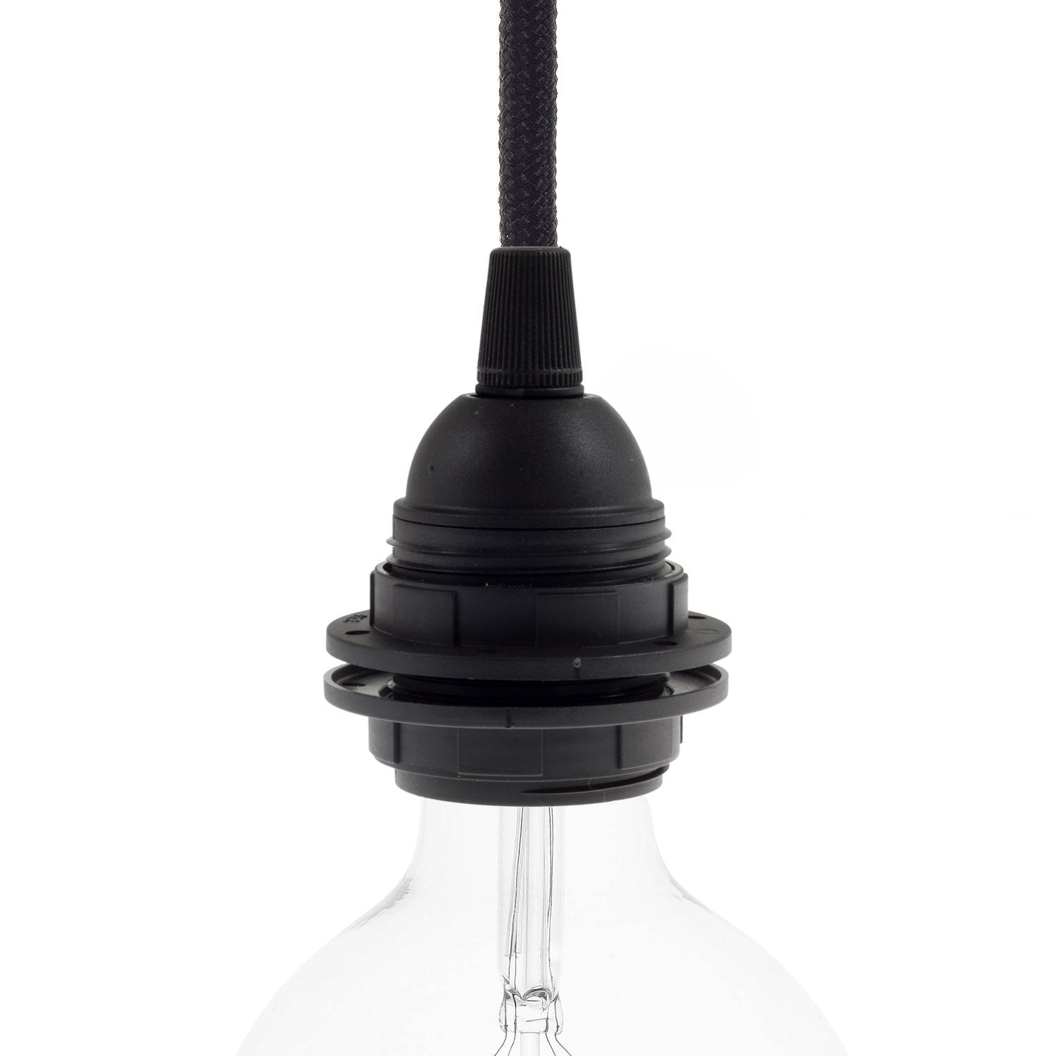 Double Ferrule Thermoplastic E26 light bulb socket kit - Black