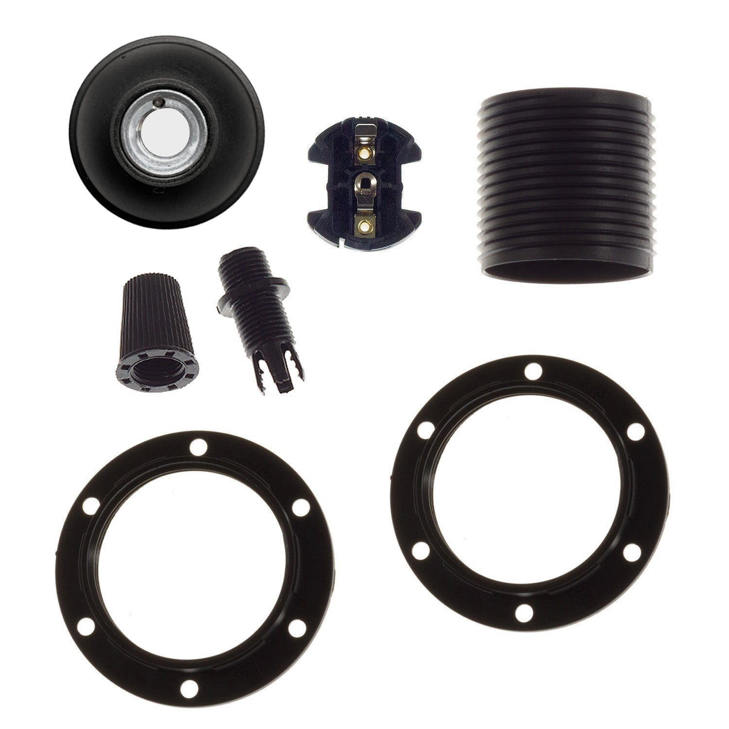 Double Ferrule Thermoplastic E26 light bulb socket kit - Black